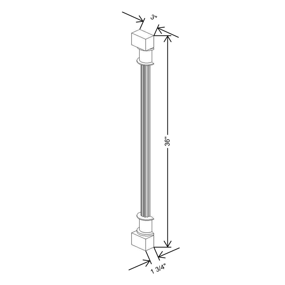 Cubitac Prestige Milan Latte 3"W X 1 1/2" D X 36"H Fluted Spindle Wall