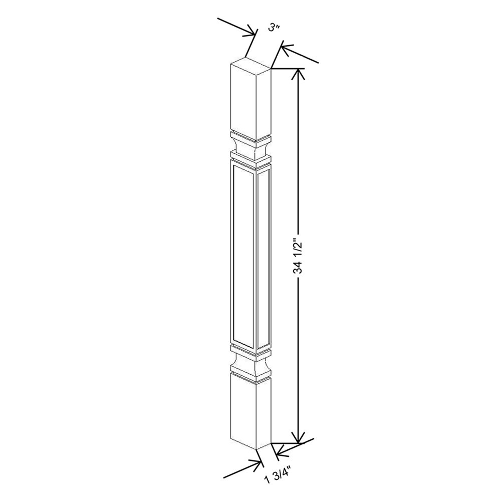 Cubitac Imperial Montclair Cashmere Shaker Base Spindle 3"W X 1 1/2"D X 34 1/2"H
