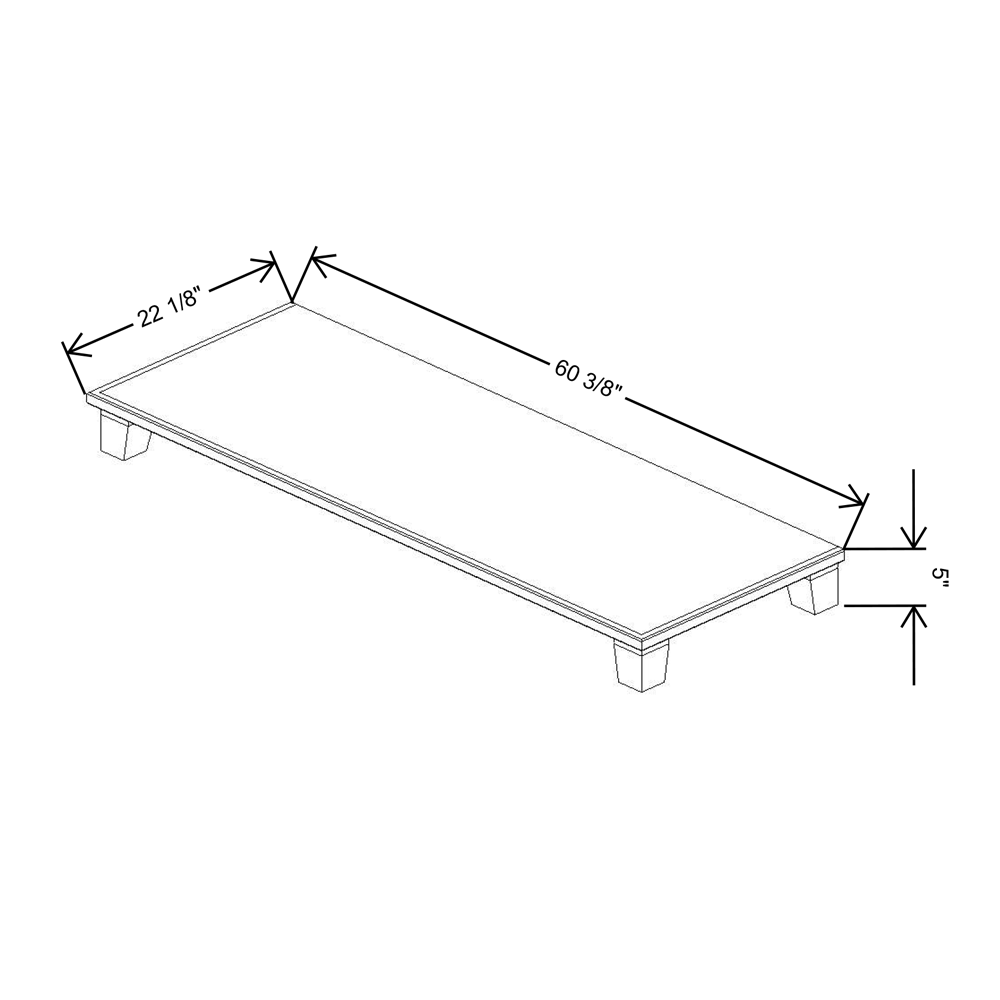 Fabuwood Allure Fusion Nickel 60"W & 22"D Shaker Platform With Taper Feet For V60