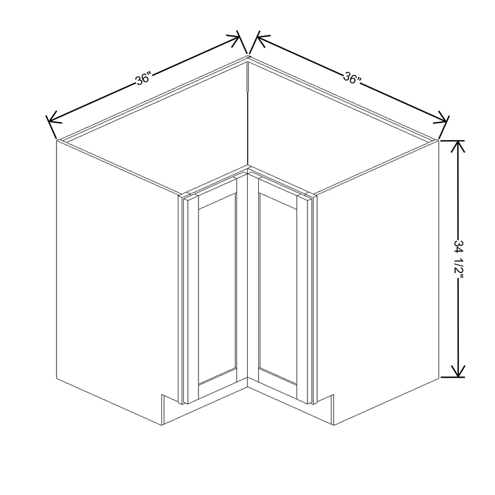 Wolf Classic Dartmouth 5-piece Pewter Paint 36"W Base Corner Super Susan Full H Door Cabinet