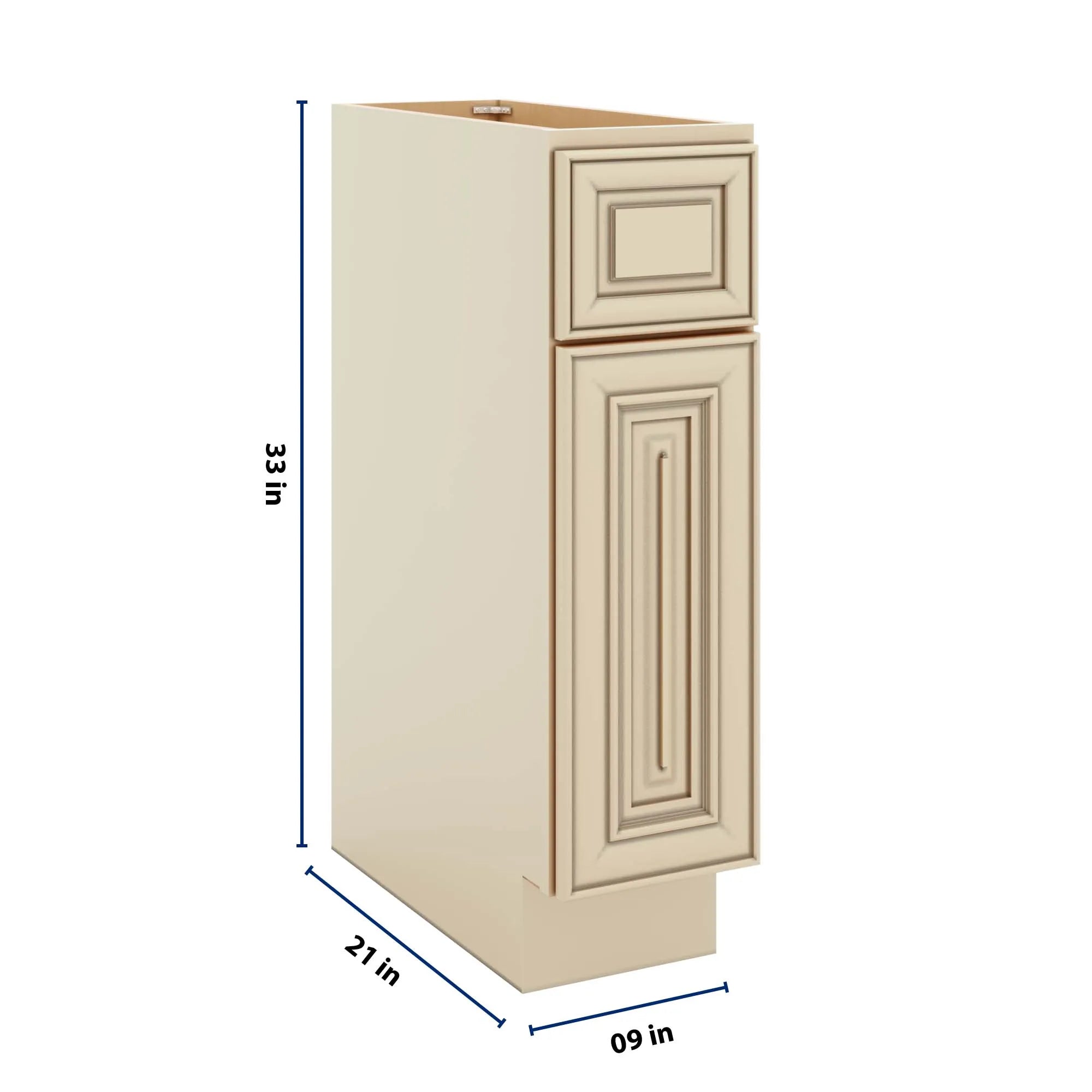 J&K Creme Glazed A7 Vanity Base Door/Drawer 09" W x 33" H x 21" D