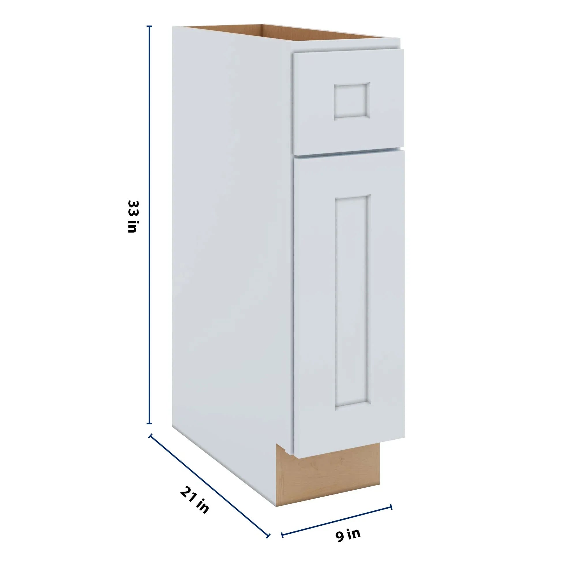 J&K White Shaker S8 Vanity Base Door/Drawer 09" W x 33" H x 21" D