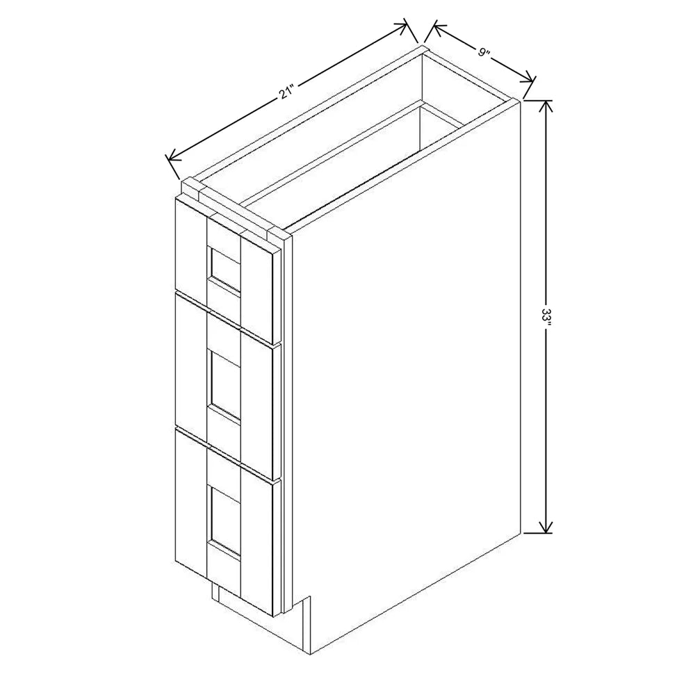 J&K Dove E1 Vanity 3 Drawer Base 09" W x 33" H x 21" D