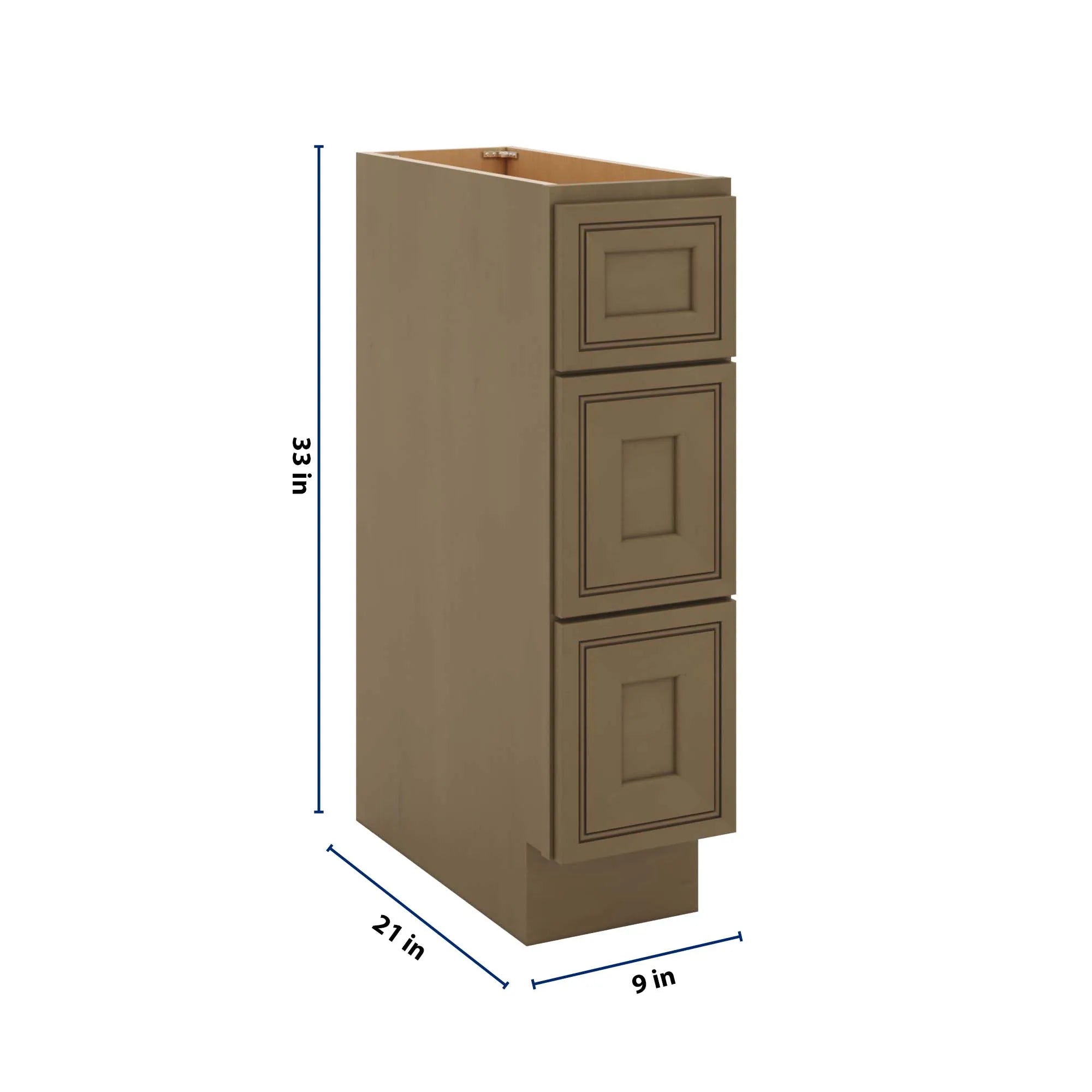 J&K Hazel H8 Vanity 3 Drawer Base 09" W x 33" H x 21" D