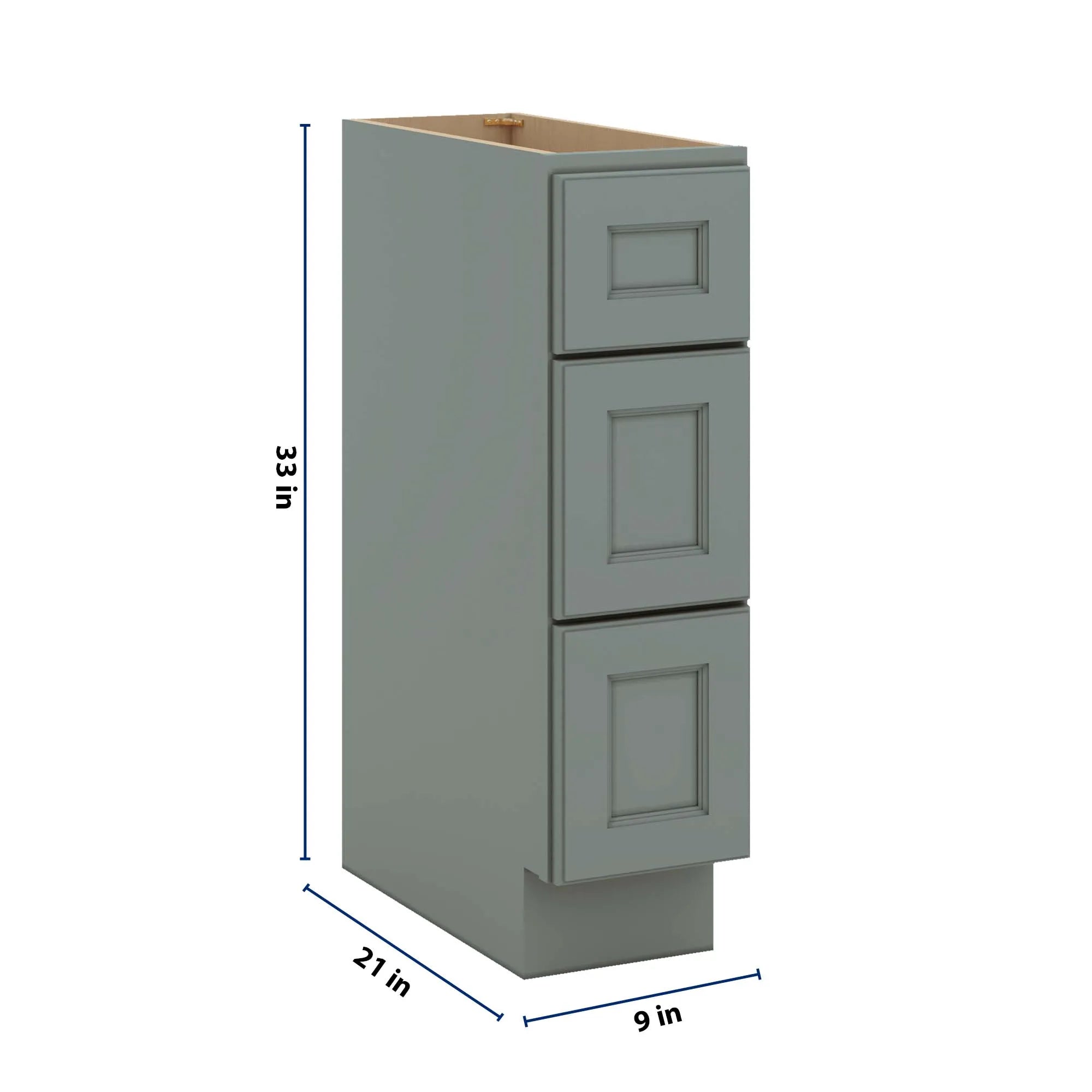 J&K Sage E3 Vanity 3 Drawer Base 09" W x 33" H x 21" D