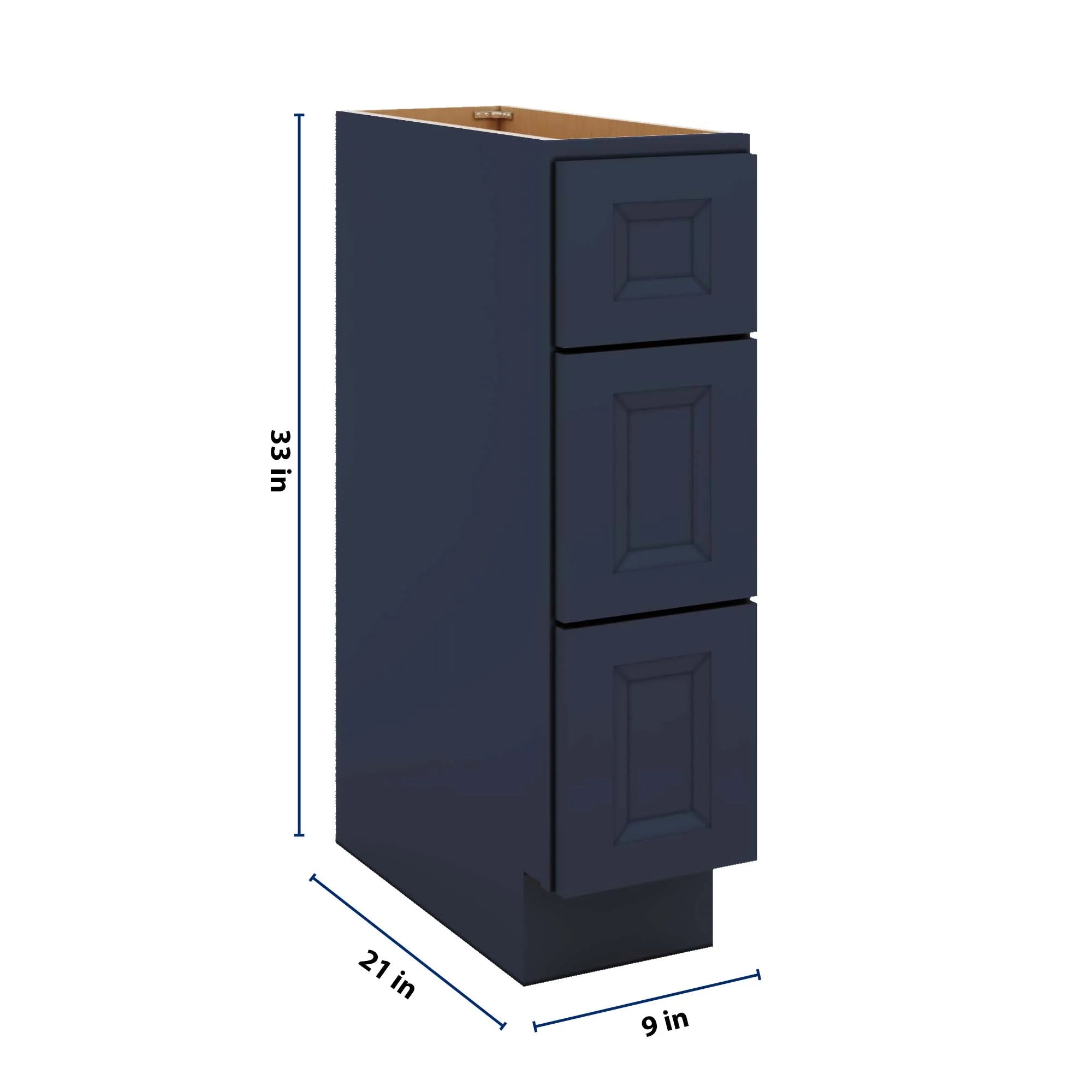 J&K Naval B7 Vanity 3 Drawer Base 09" W x 33" H x 21" D