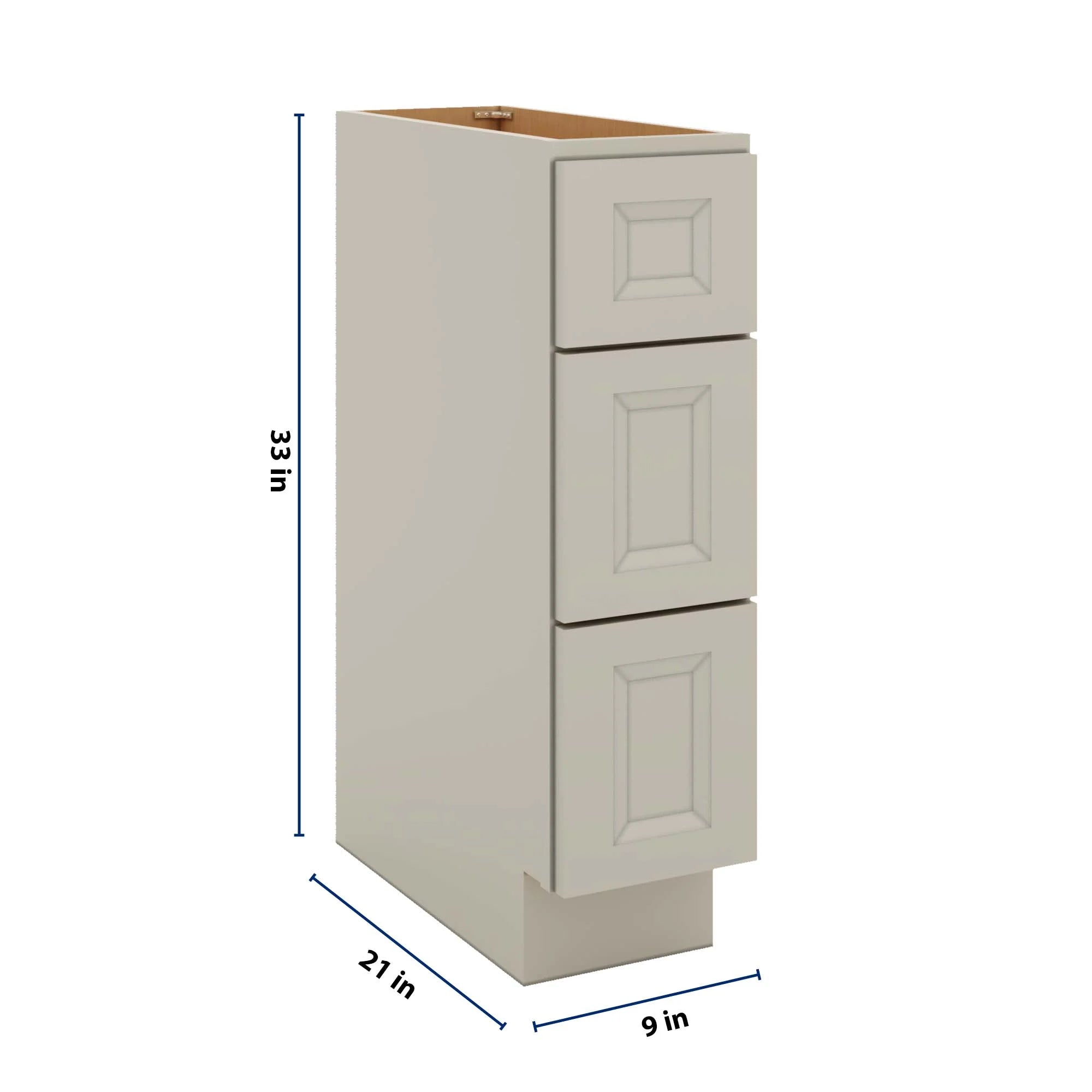 J&K Pebble B6 Vanity 3 Drawer Base 09" W x 33" H x 21" D