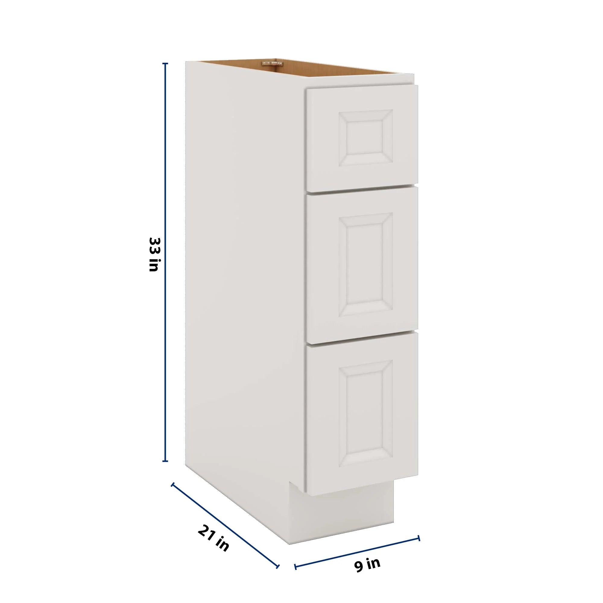 J&K Pure B5 Vanity 3 Drawer Base 09" W x 33" H x 21" D