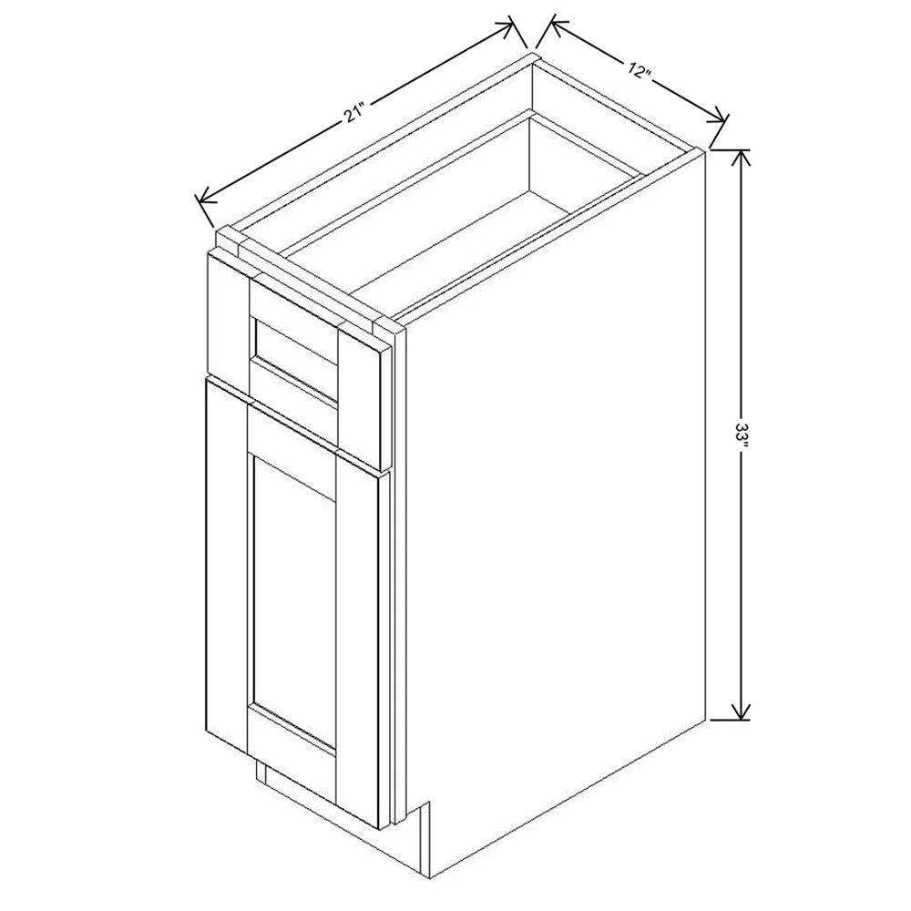 J&K Castle Grey S5 Vanity Base Door/Drawer 12" W x 33" H x 21" D