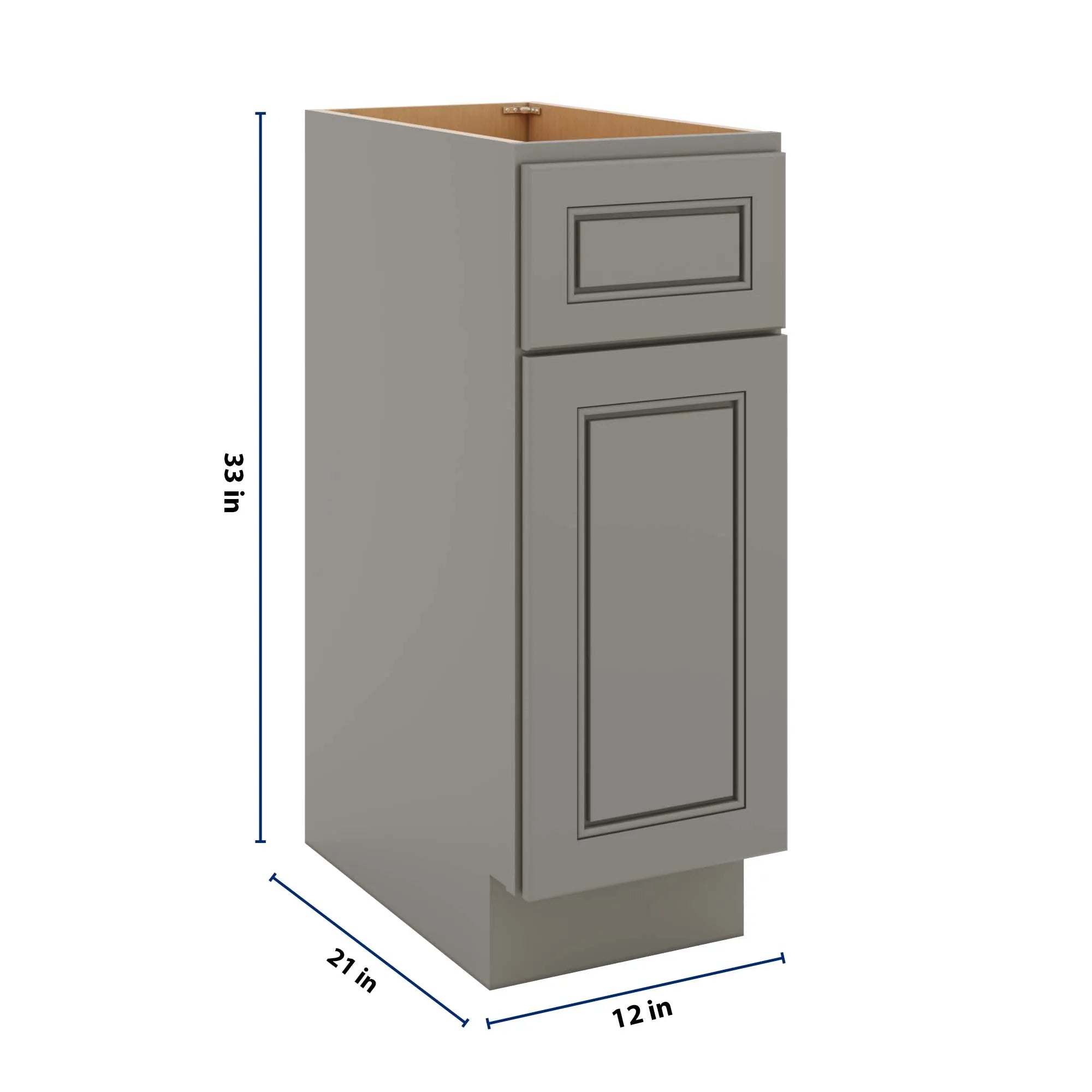 J&K Greige K3 Vanity Base Door/Drawer 12" W x 33" H x 21" D