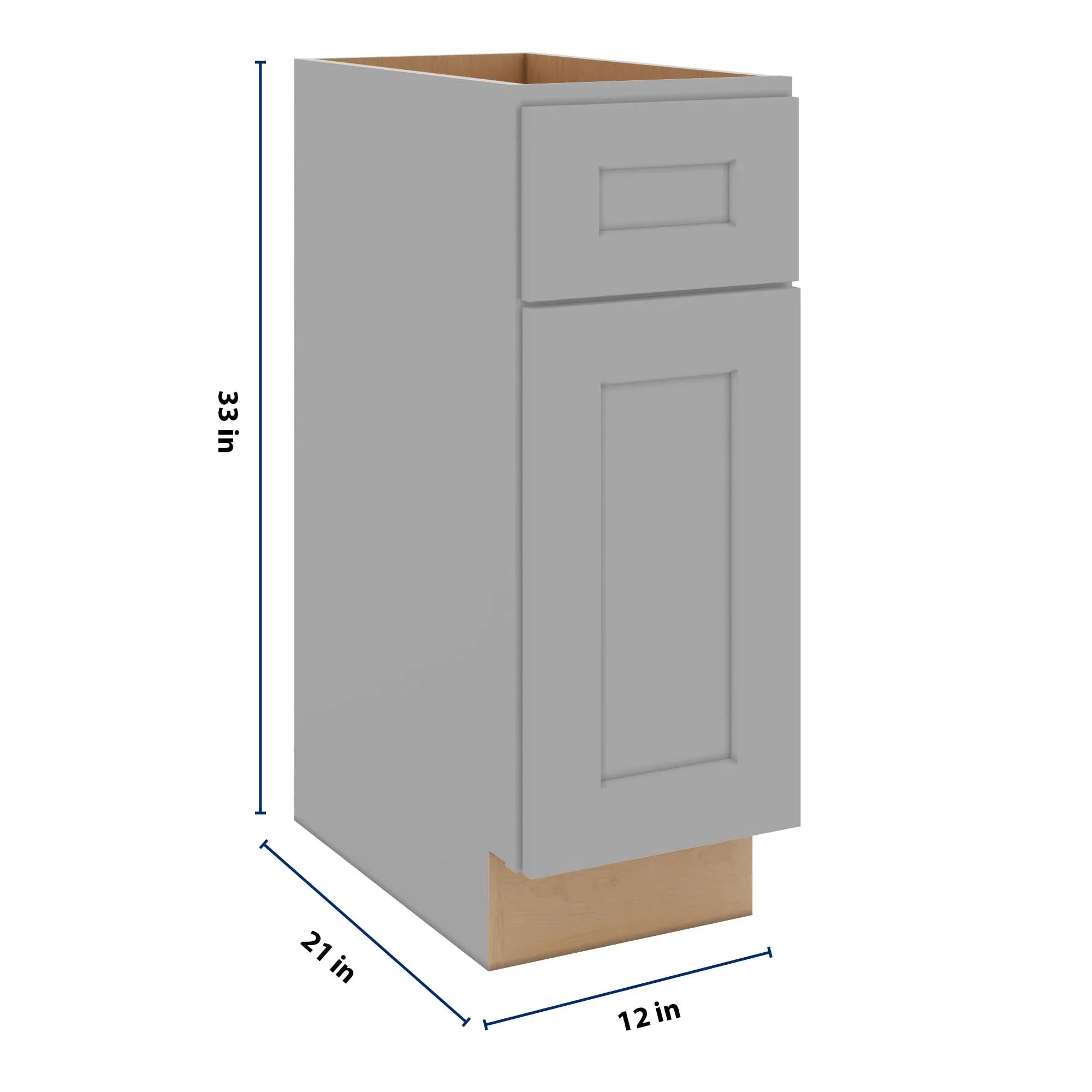 J&K Castle Grey S5 Vanity Base Door/Drawer 12" W x 33" H x 21" D