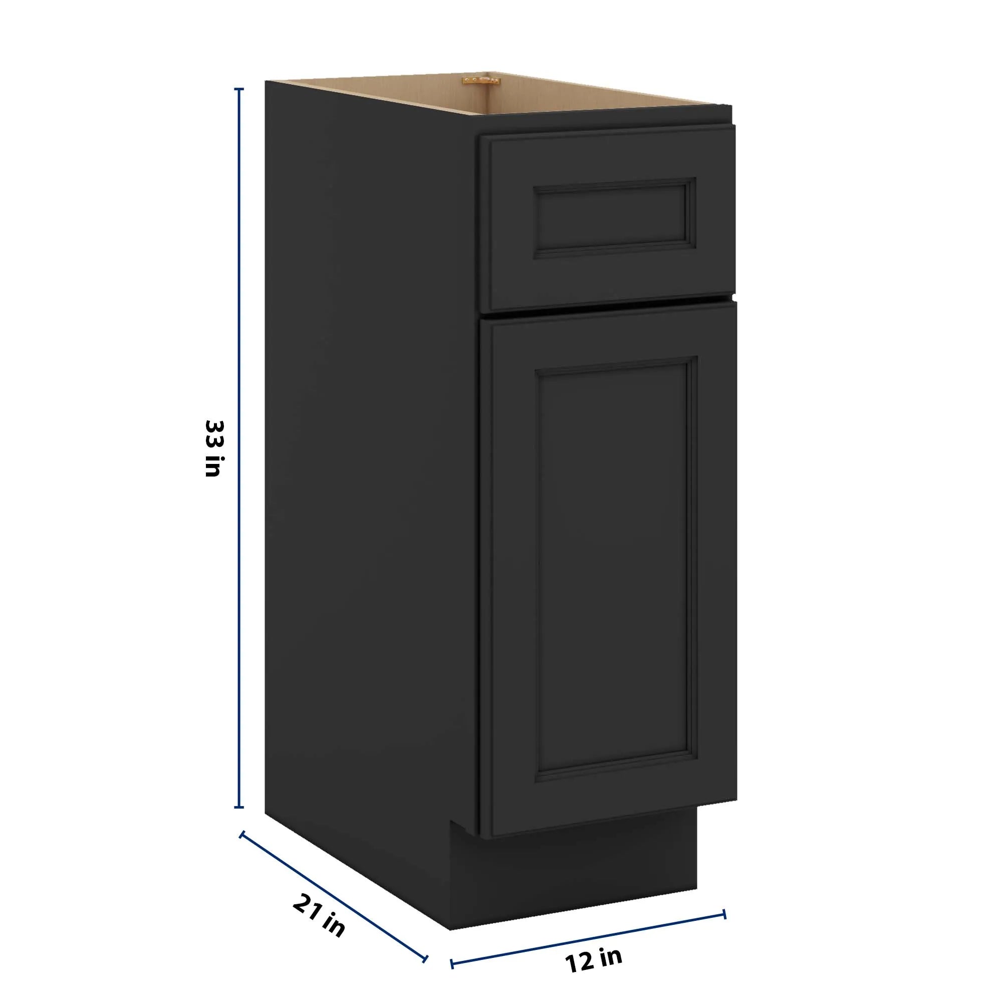 J&K Charcoal E2 Vanity Base Door/Drawer 12" W x 33" H x 21" D