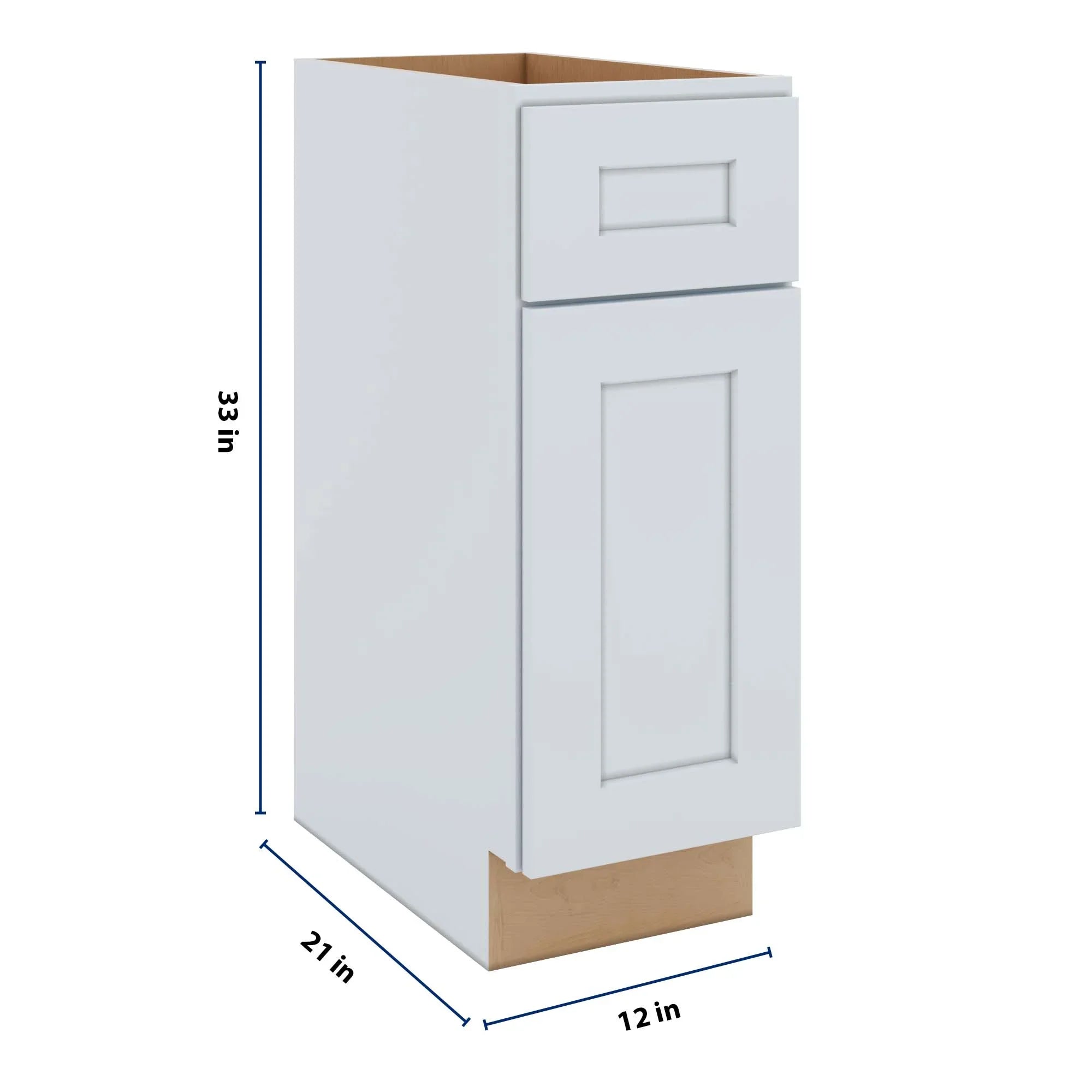 J&K White Shaker S8 Vanity Base Door/Drawer 12" W x 33" H x 21" D