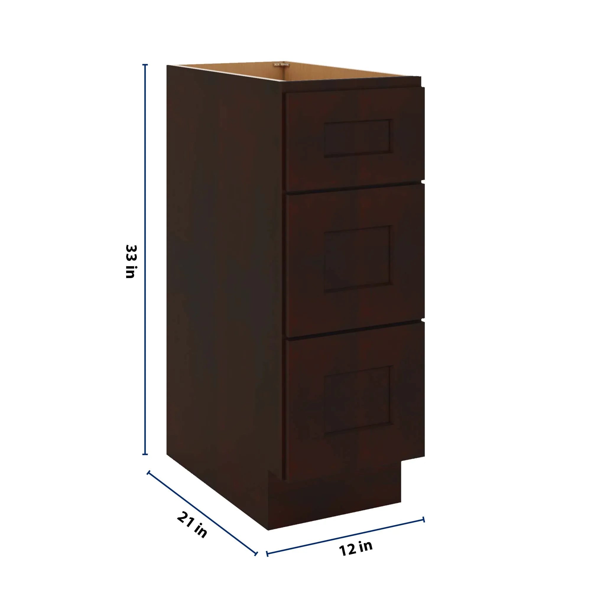 J&K Java Coffee S1 Vanity 3 Drawer Base 12" W x 33" H x 21" D