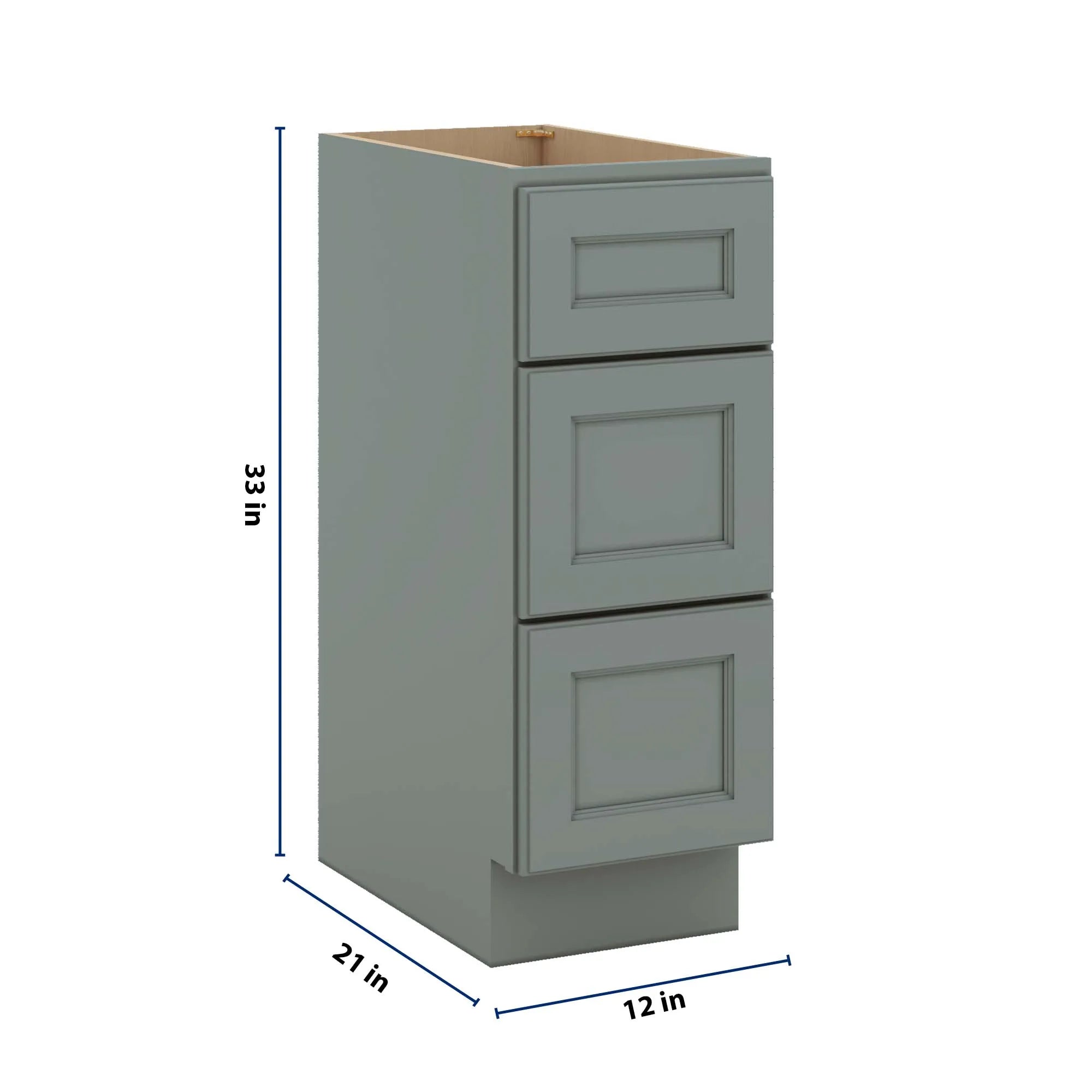 J&K Sage E3 Vanity 3 Drawer Base 12" W x 33" H x 21" D