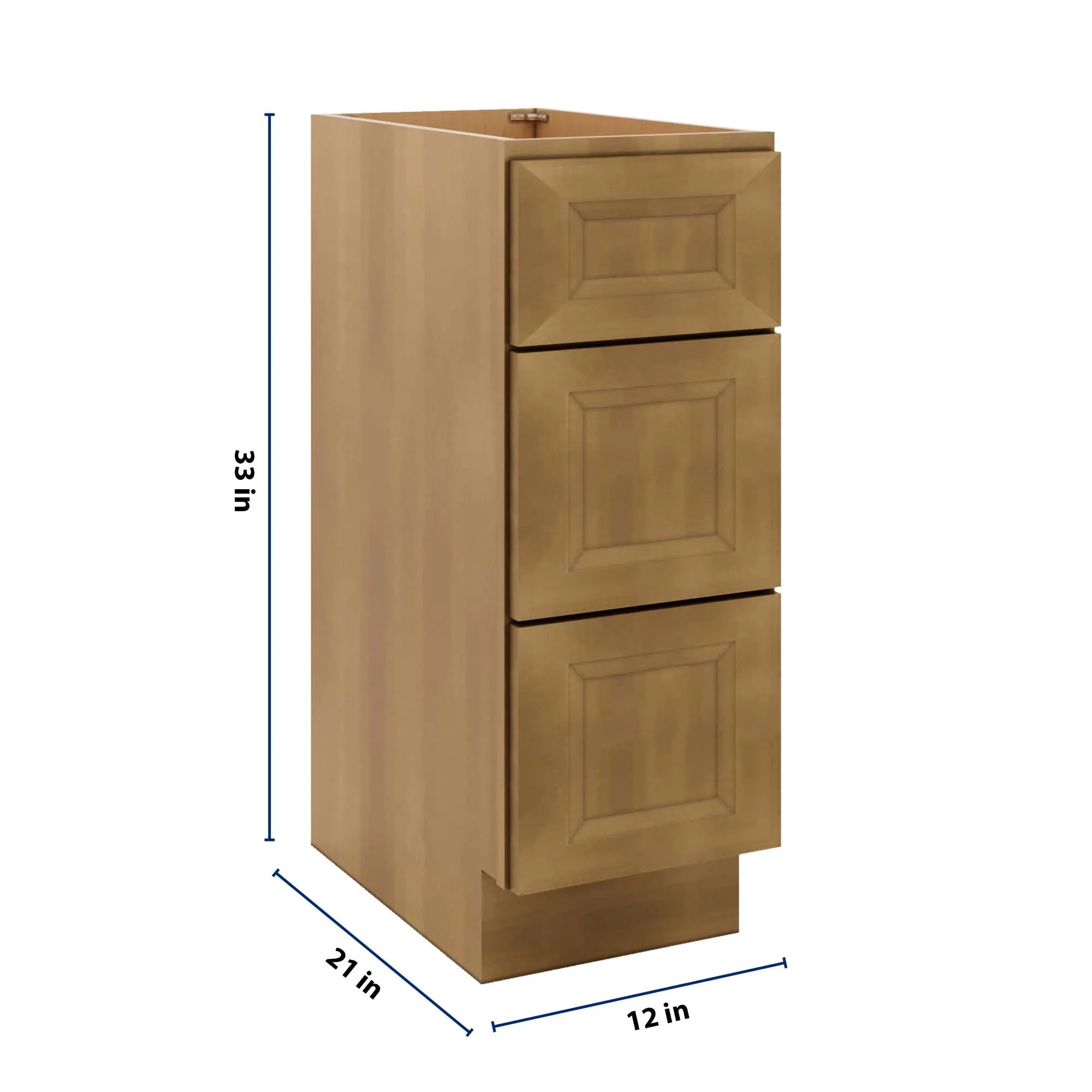 J&K Butterscotch B8 Vanity 3 Drawer Base 12" W x 33" H x 21" D