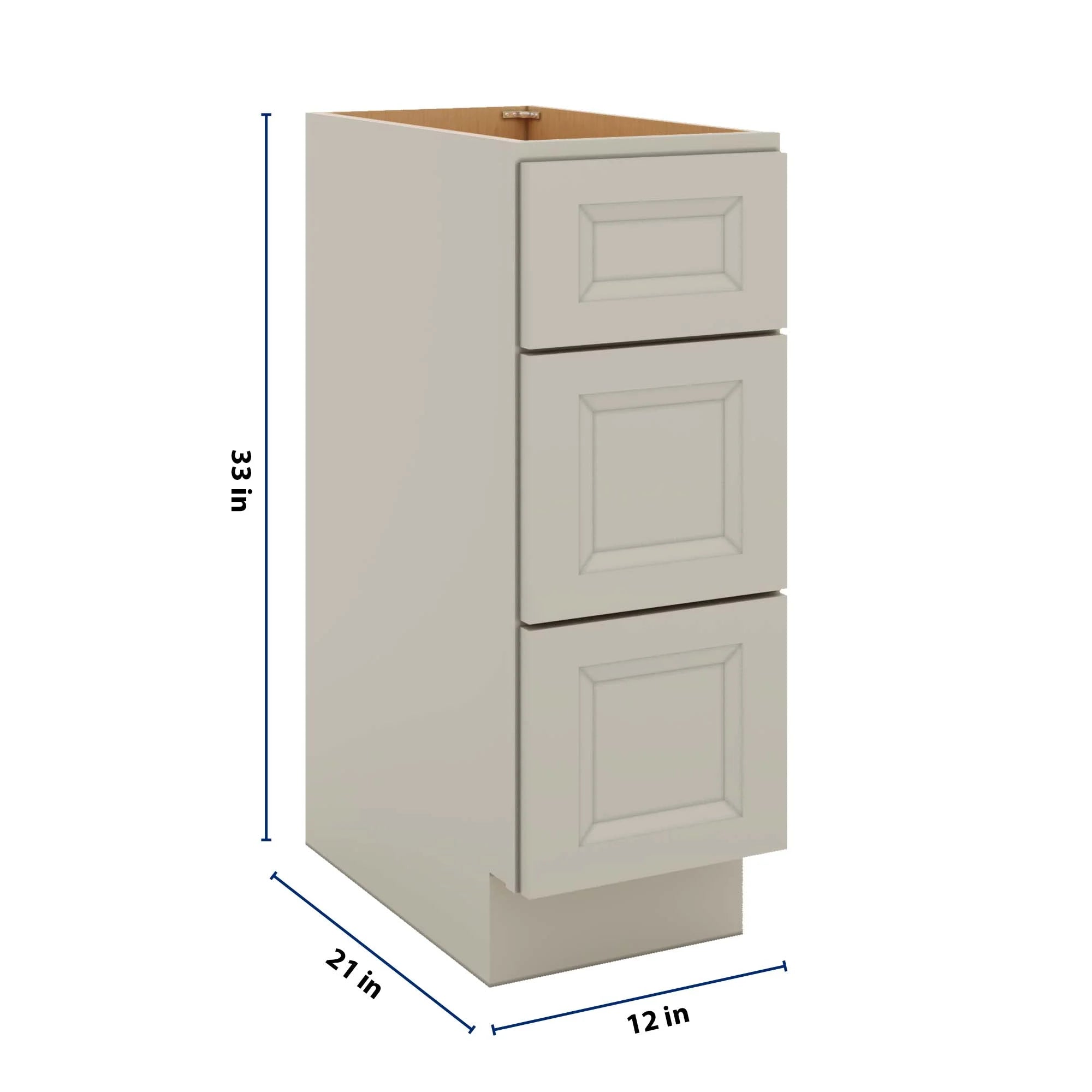 J&K Pebble B6 Vanity 3 Drawer Base 12" W x 33" H x 21" D
