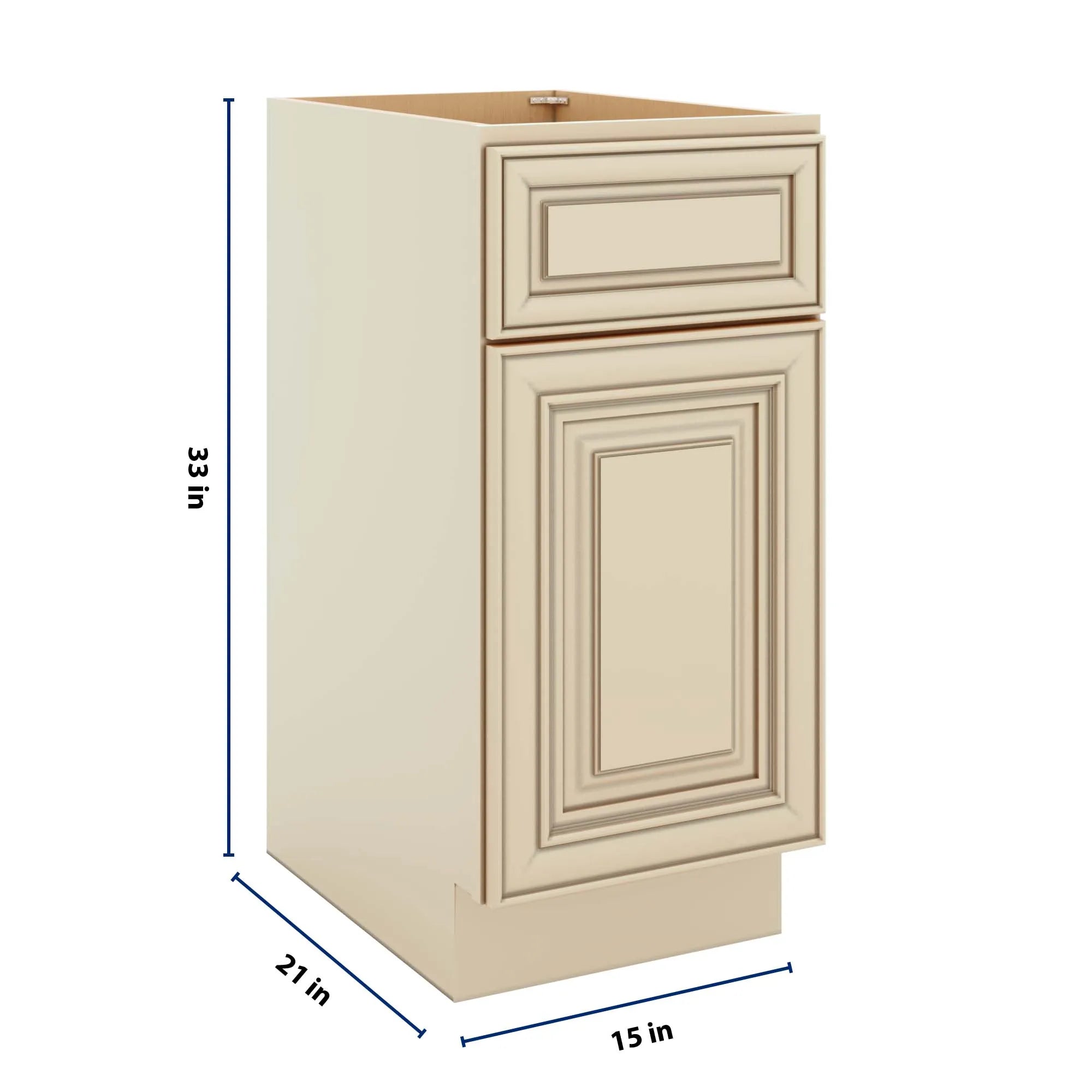 J&K Creme Glazed A7 Vanity Base Door/Drawer 15" W x 33" H x 21" D