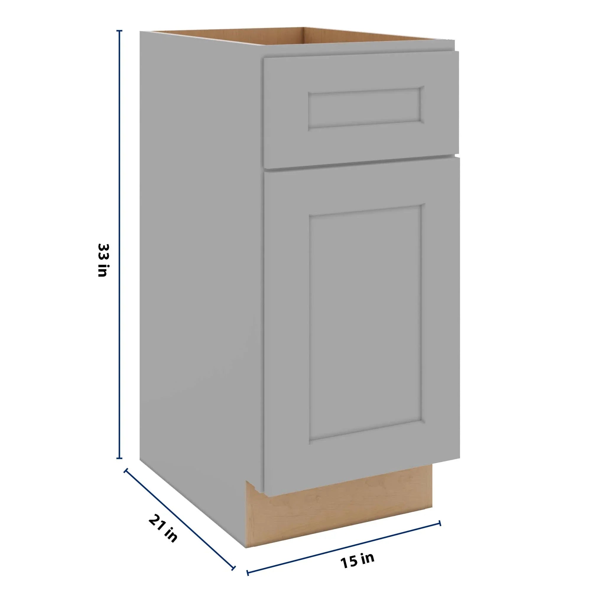J&K Castle Grey S5 Vanity Base Door/Drawer 15" W x 33" H x 21" D