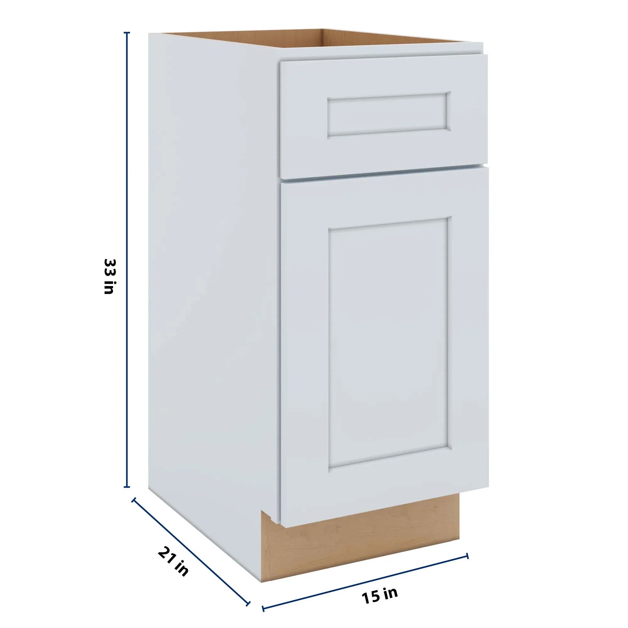 J&K White Shaker S8 Vanity Base Door/Drawer 15" W x 33" H x 21" D