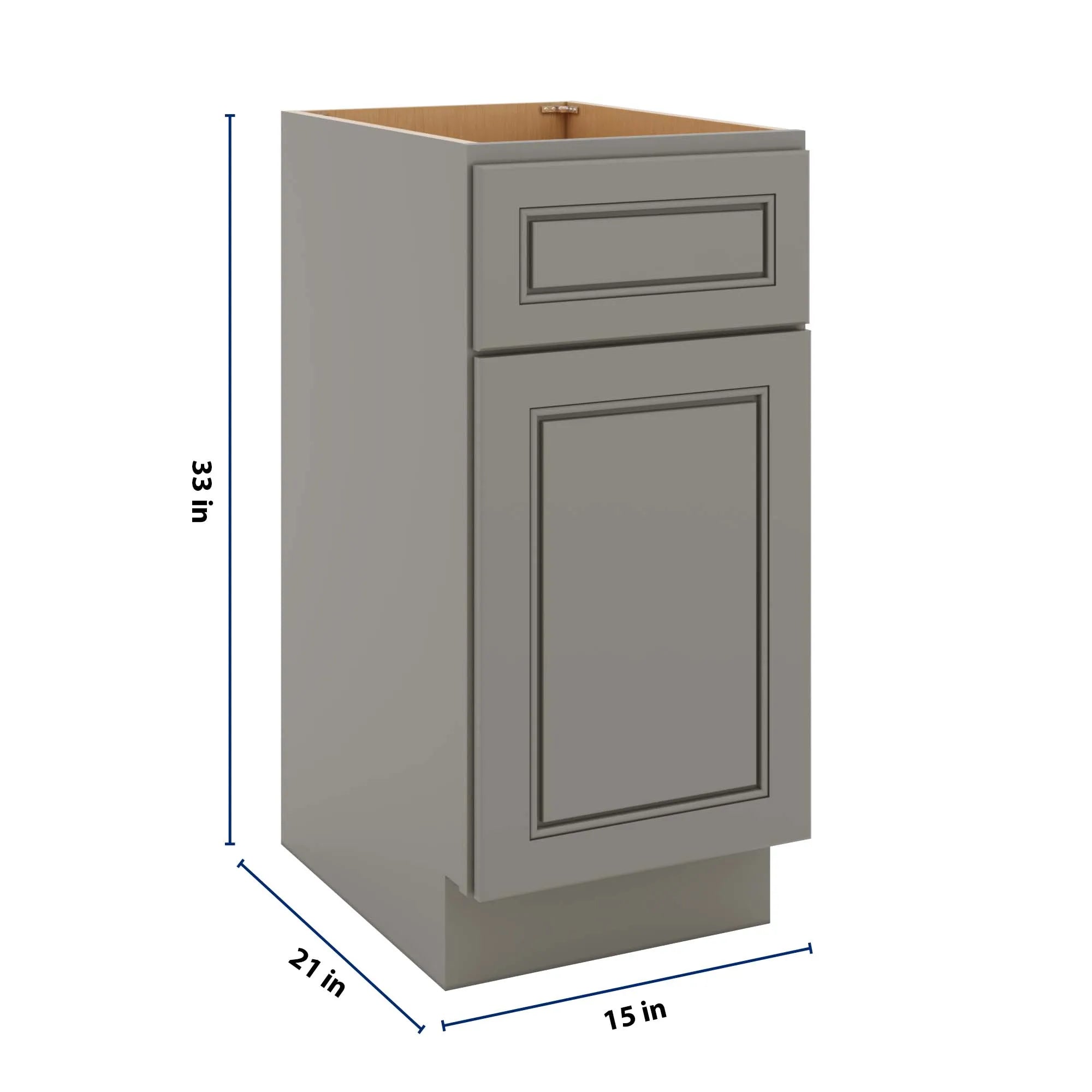 J&K Greige K3 Vanity Base Door/Drawer 15" W x 33" H x 21" D
