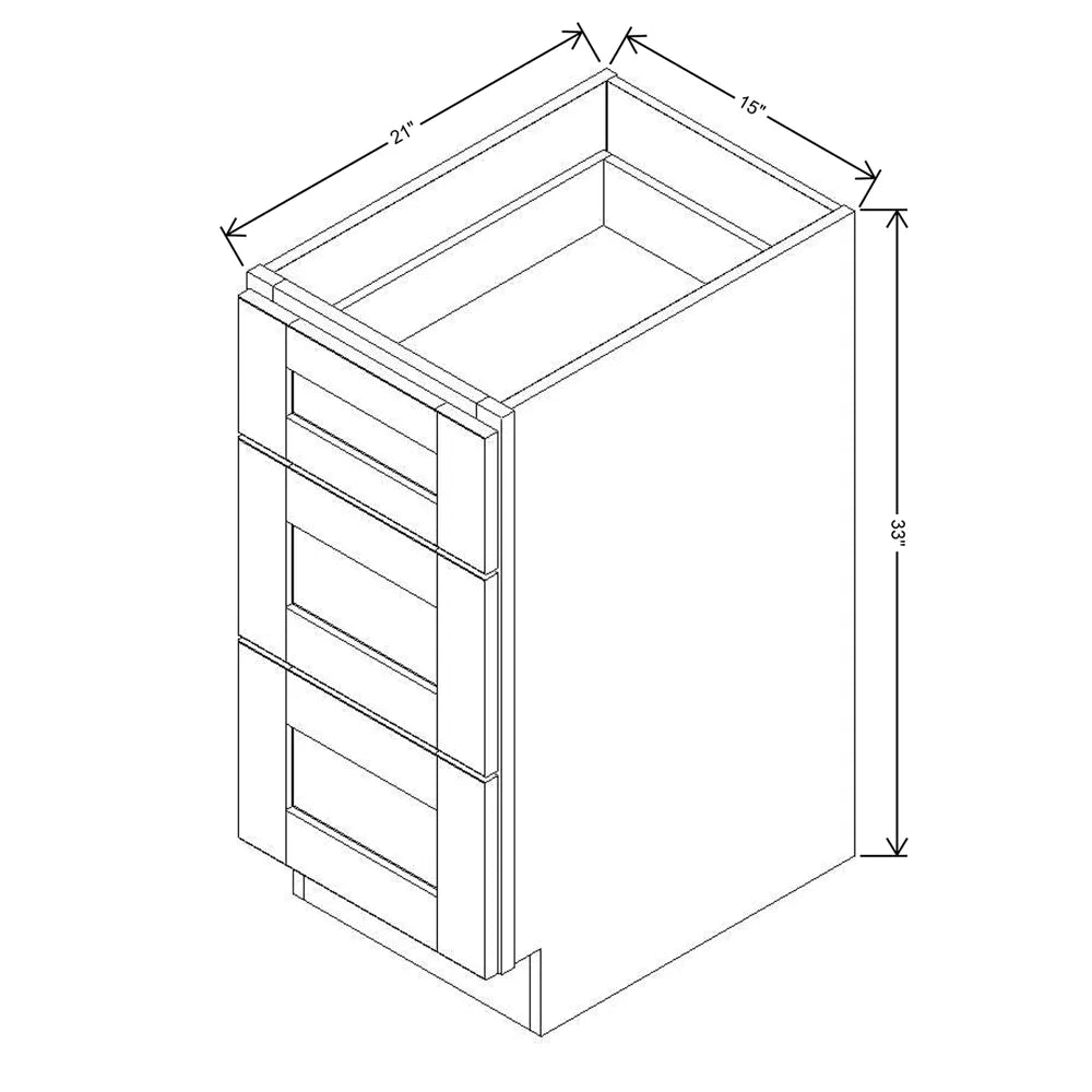 J&K Java Coffee S1 Vanity 3 Drawer Base 15" W x 33" H x 21" D