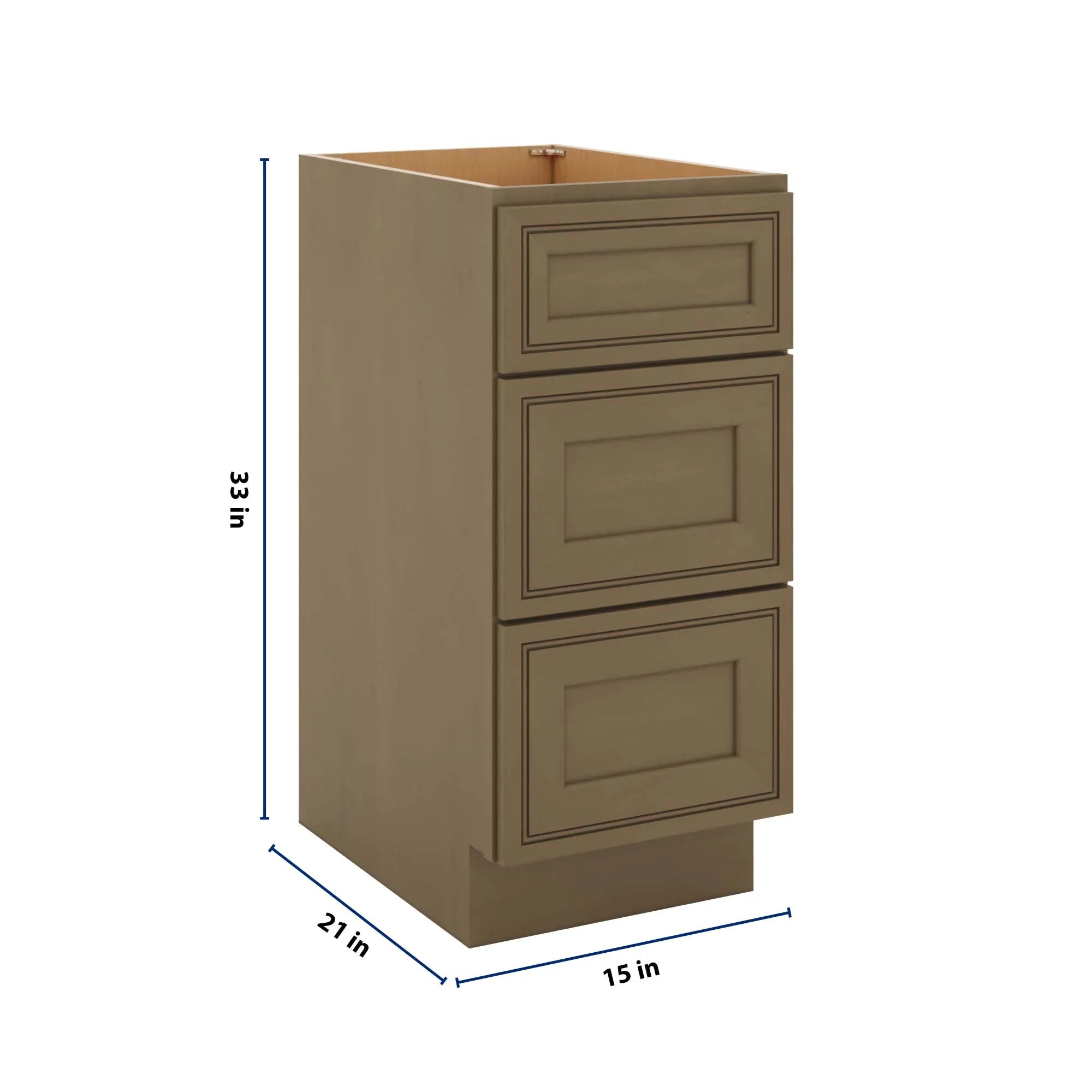 J&K Hazel H8 Vanity 3 Drawer Base 15" W x 33" H x 21" D
