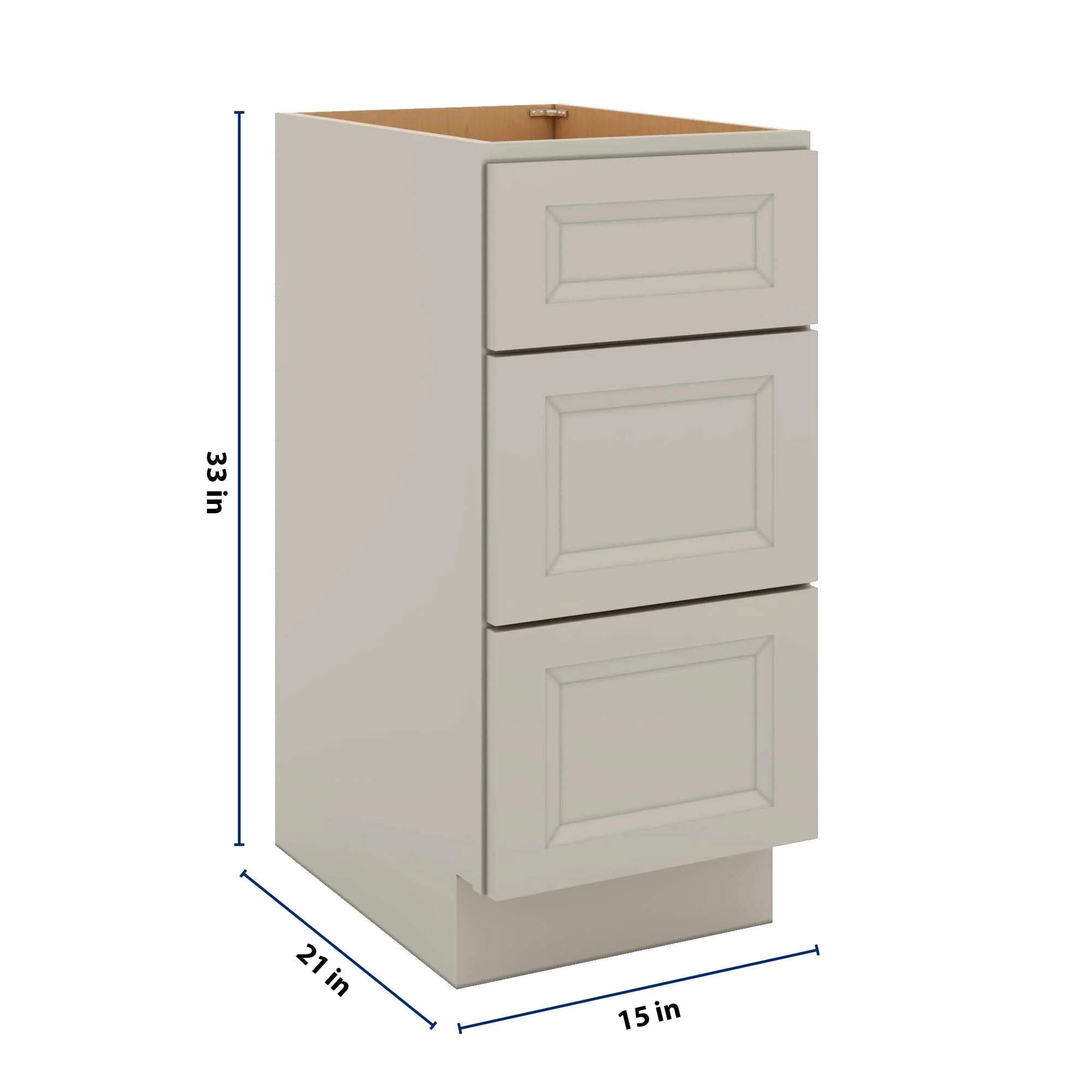 J&K Pebble B6 Vanity 3 Drawer Base 15" W x 33" H x 21" D