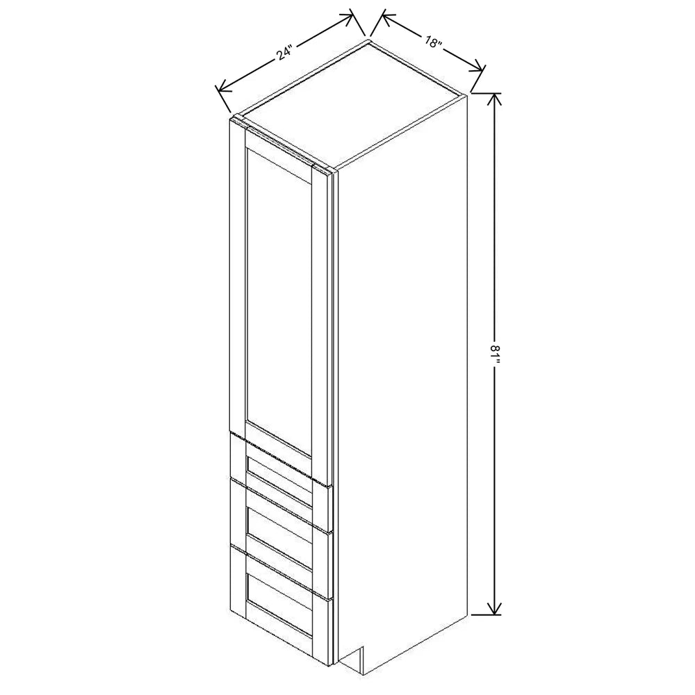 J&K Mahogany J5 Vanity Linen with bottom Drawers 18" W x 81" H x 24" D