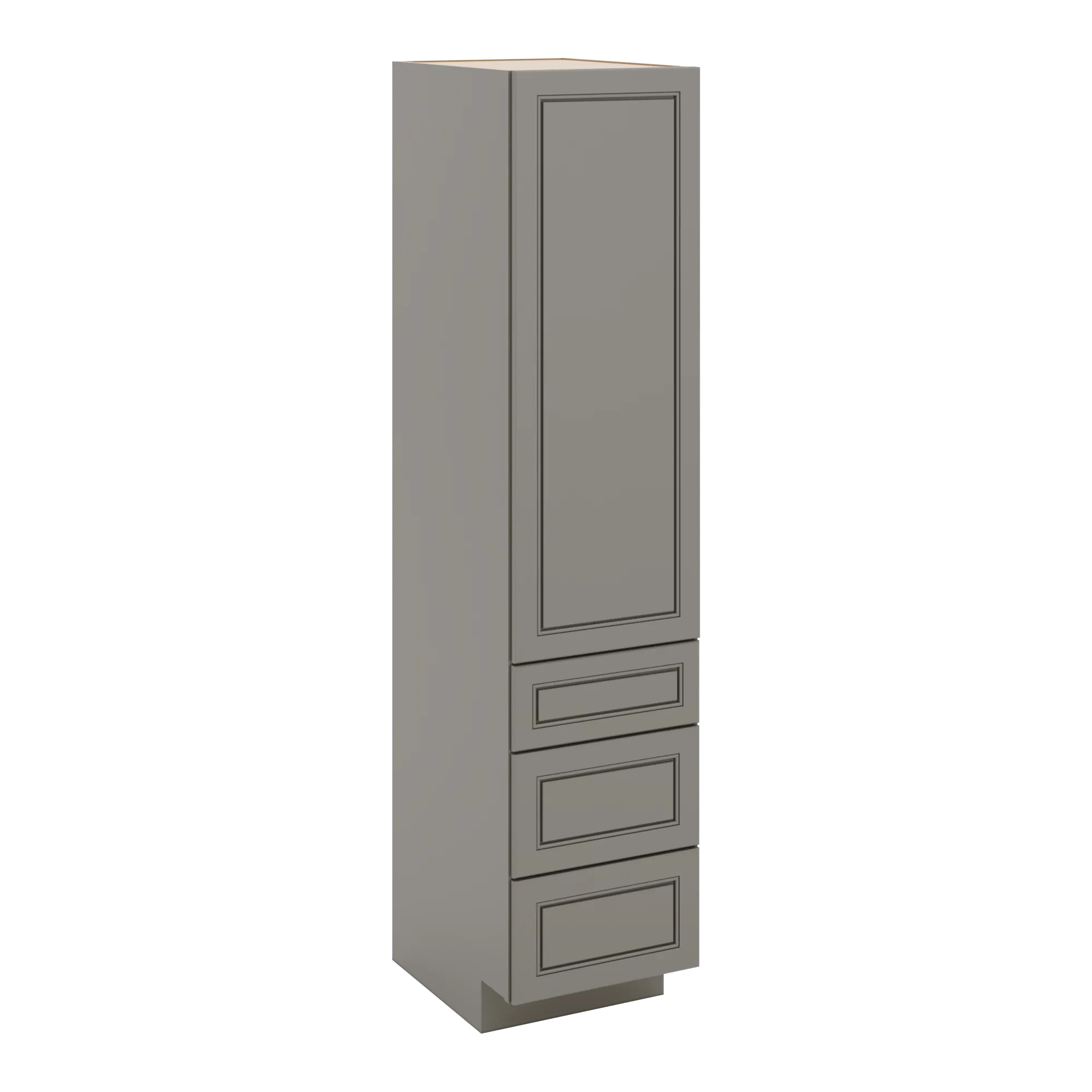 J&K Greige K3 Vanity Linen with bottom Drawers 18" W x 81" H x 24" D