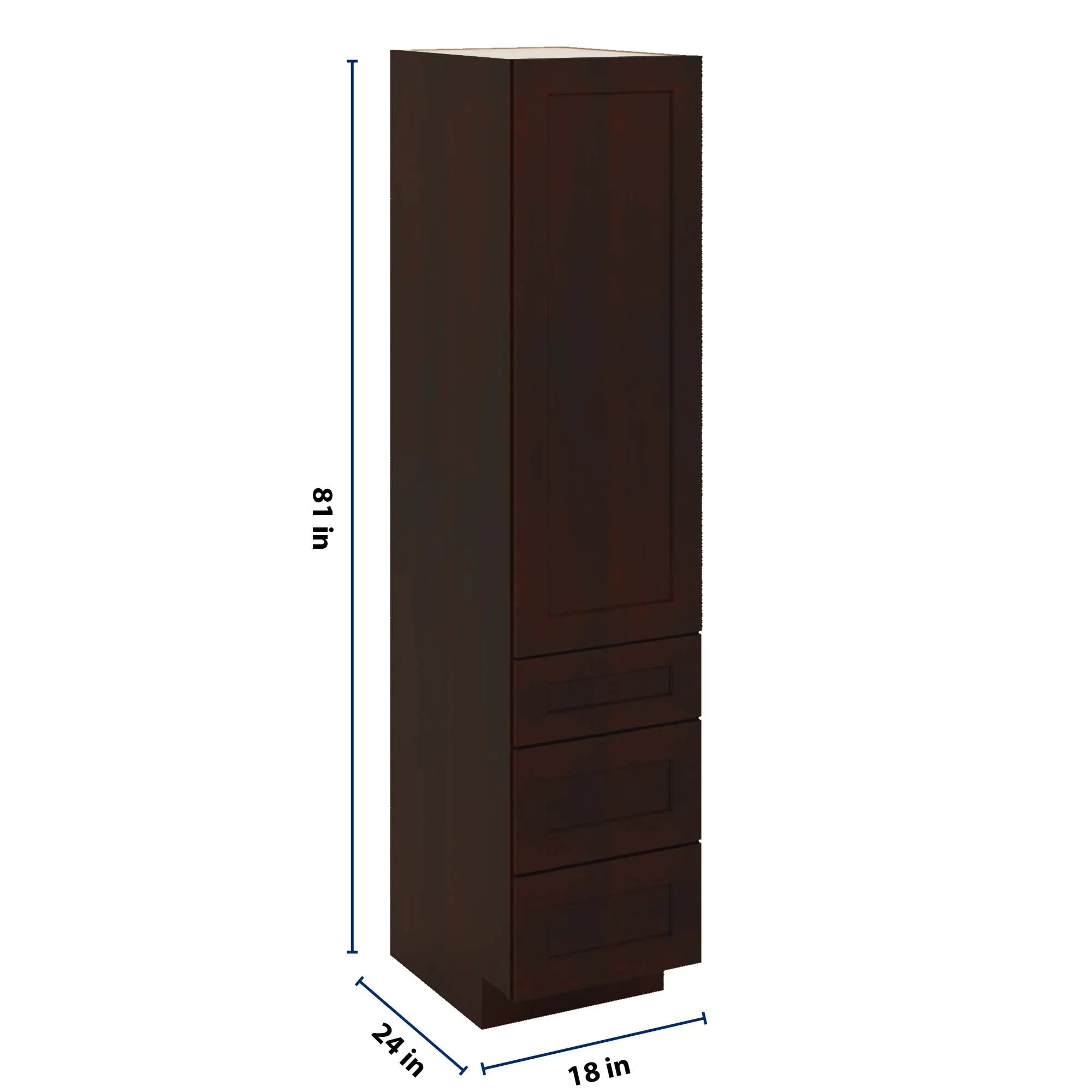 J&K Java Coffee S1 Vanity Linen with bottom Drawers 18" W x 81" H x 24" D