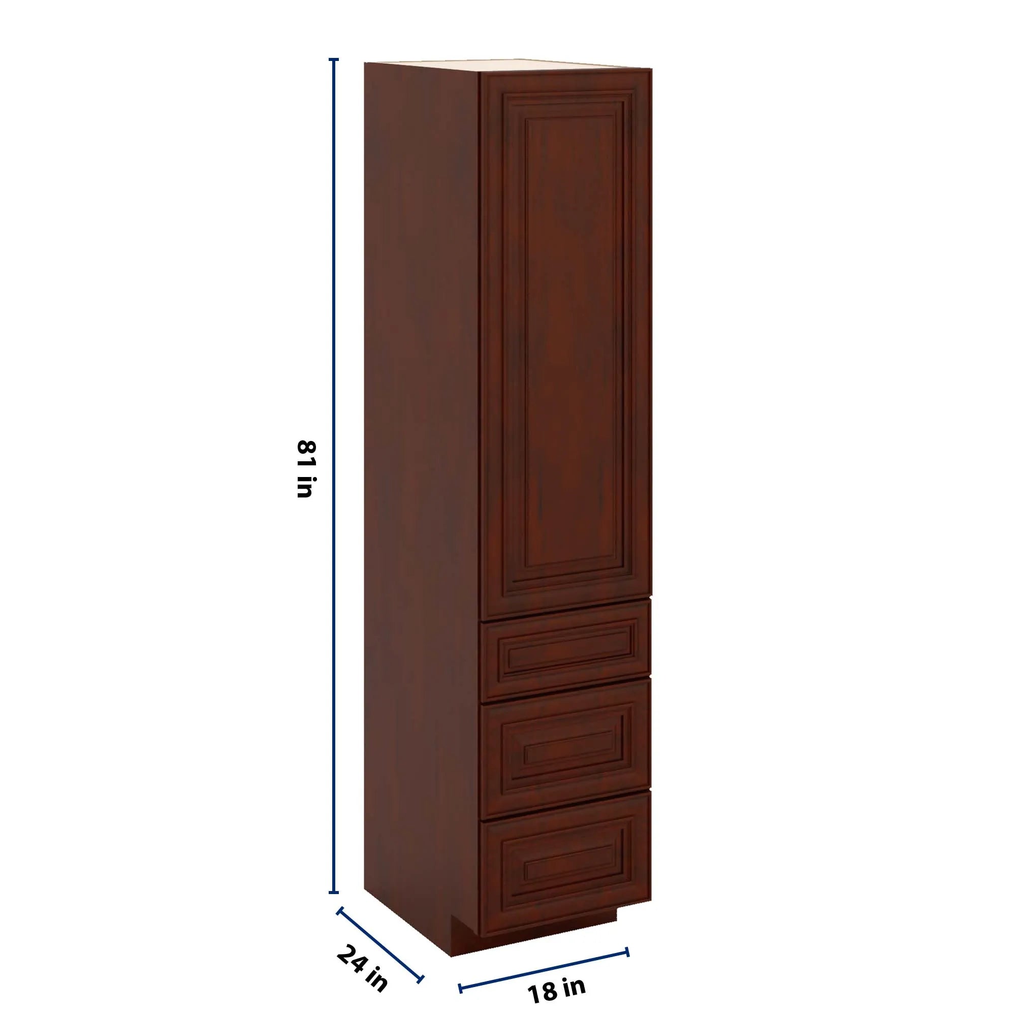J&K Mahogany J5 Vanity Linen with bottom Drawers 18" W x 81" H x 24" D