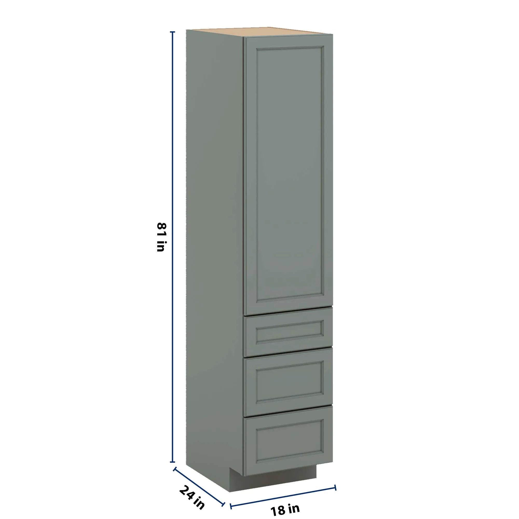 J&K Sage E3 Vanity Linen with bottom Drawers 18" W x 81" H x 24" D
