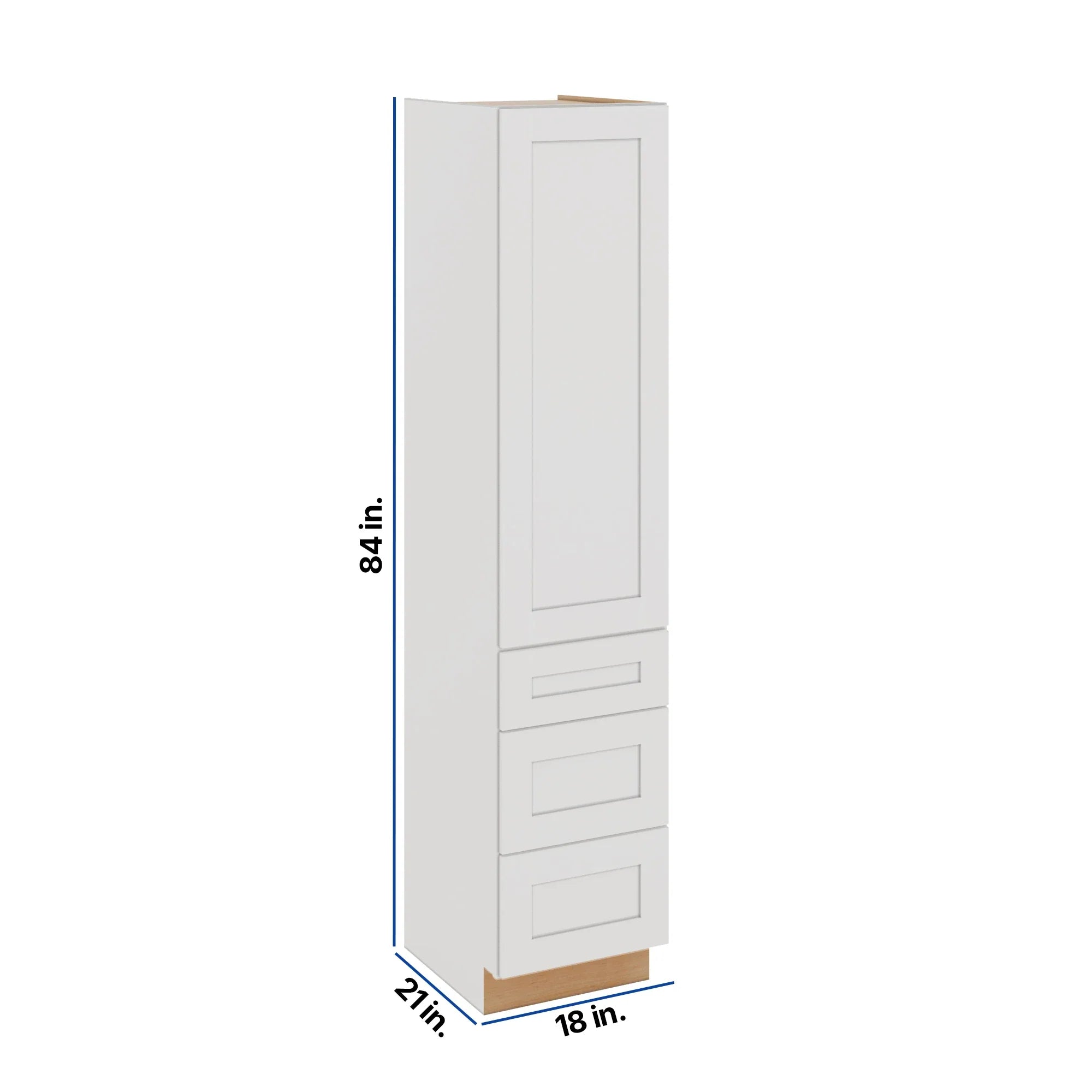 Modernform Cabinet White Shaker 18" W X 84" H X 21" D Vanity Linen Cabinet