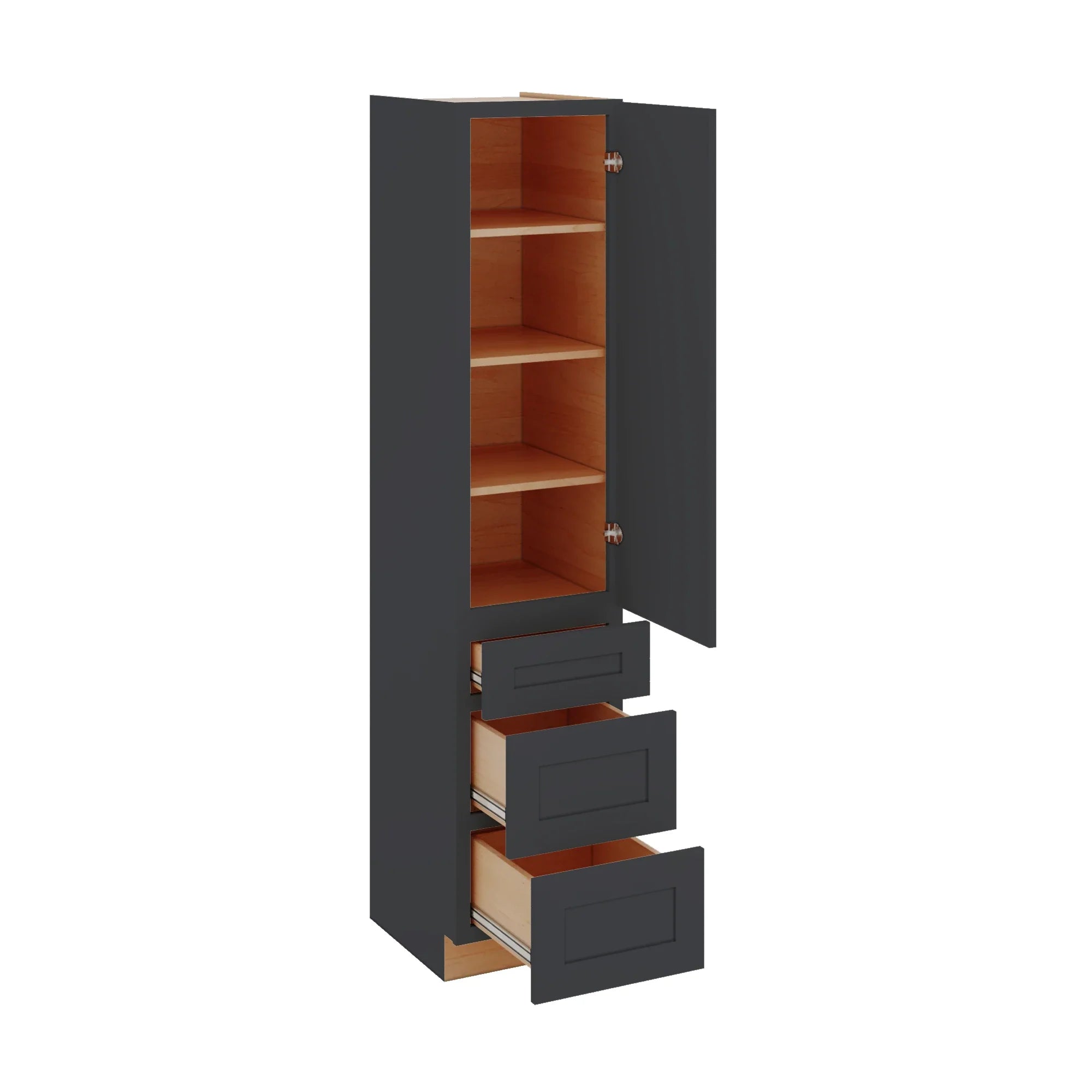 Modernform Cabinet Onyx Black Shaker 18" W X 84" H X 21" D Vanity Linen Cabinet