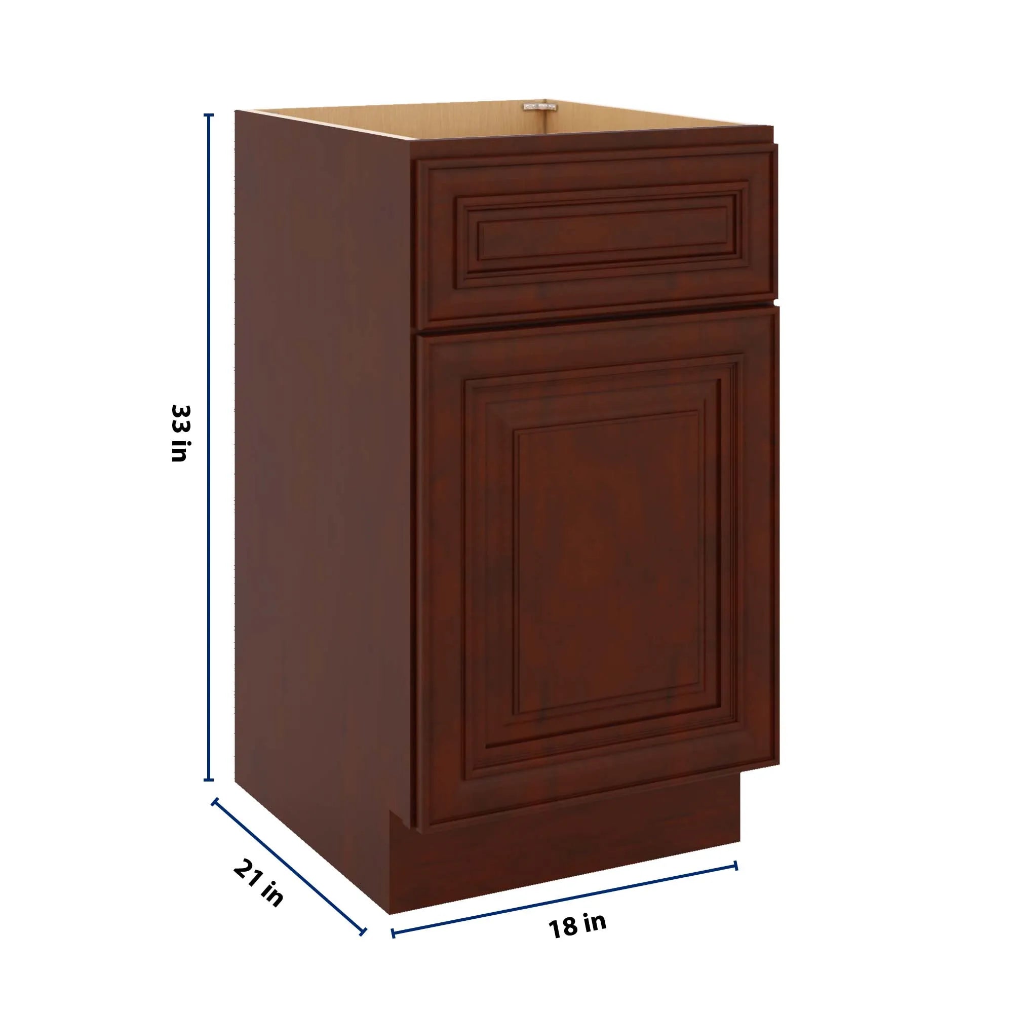 J&K Mahogany J5 Vanity Base Door/Drawer 18" W x 33" H x 21" D