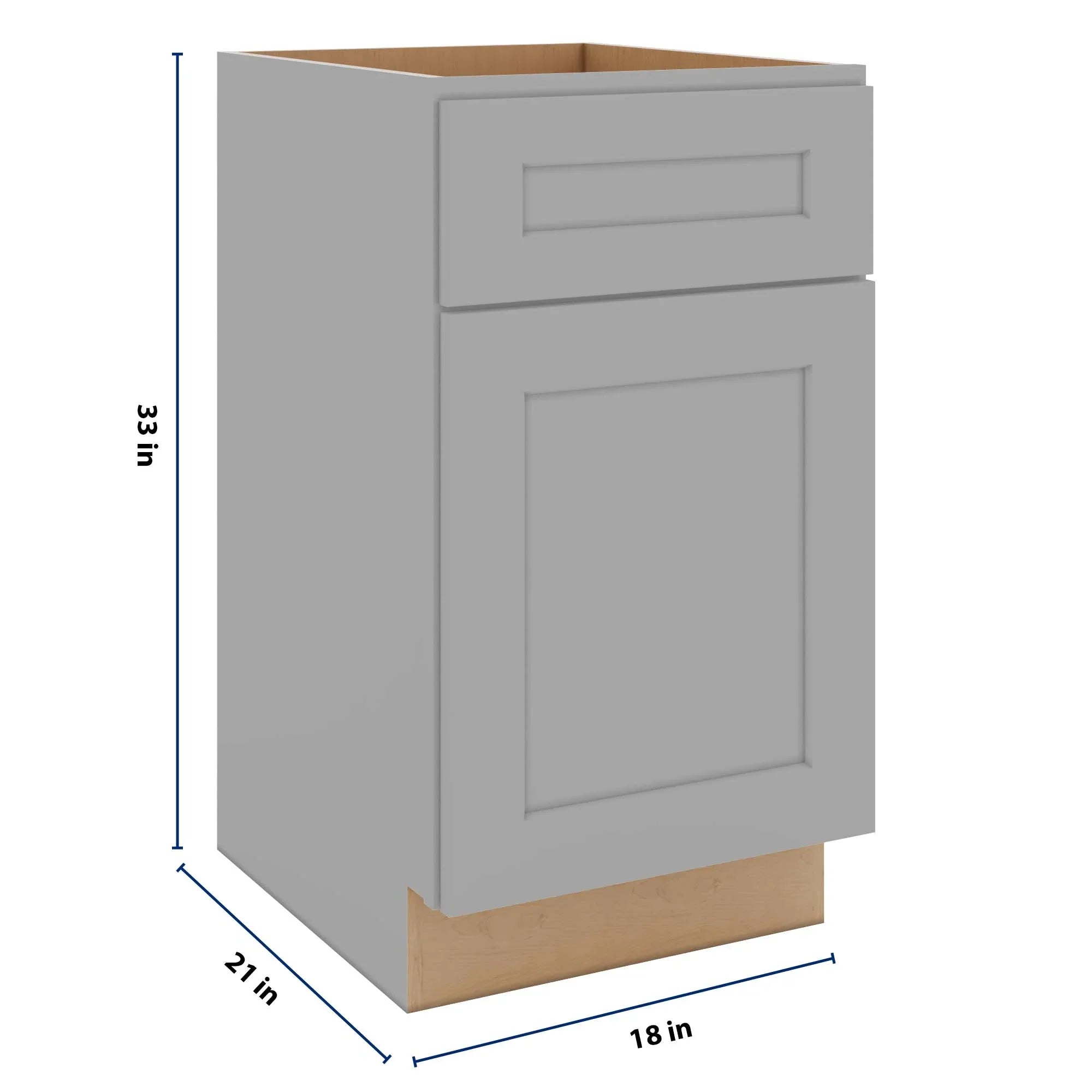 J&K Castle Grey S5 Vanity Base Door/Drawer 18" W x 33" H x 21" D