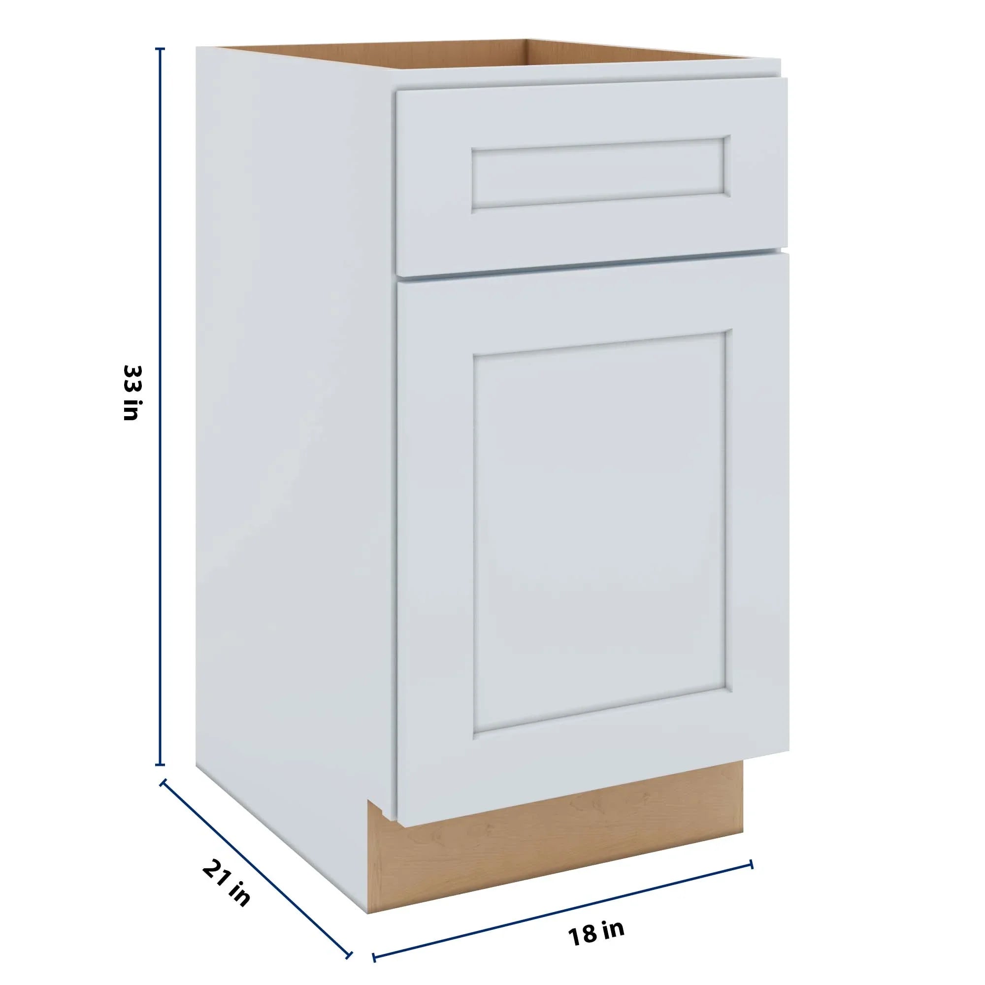 J&K White Shaker S8 Vanity Base Door/Drawer 18" W x 33" H x 21" D