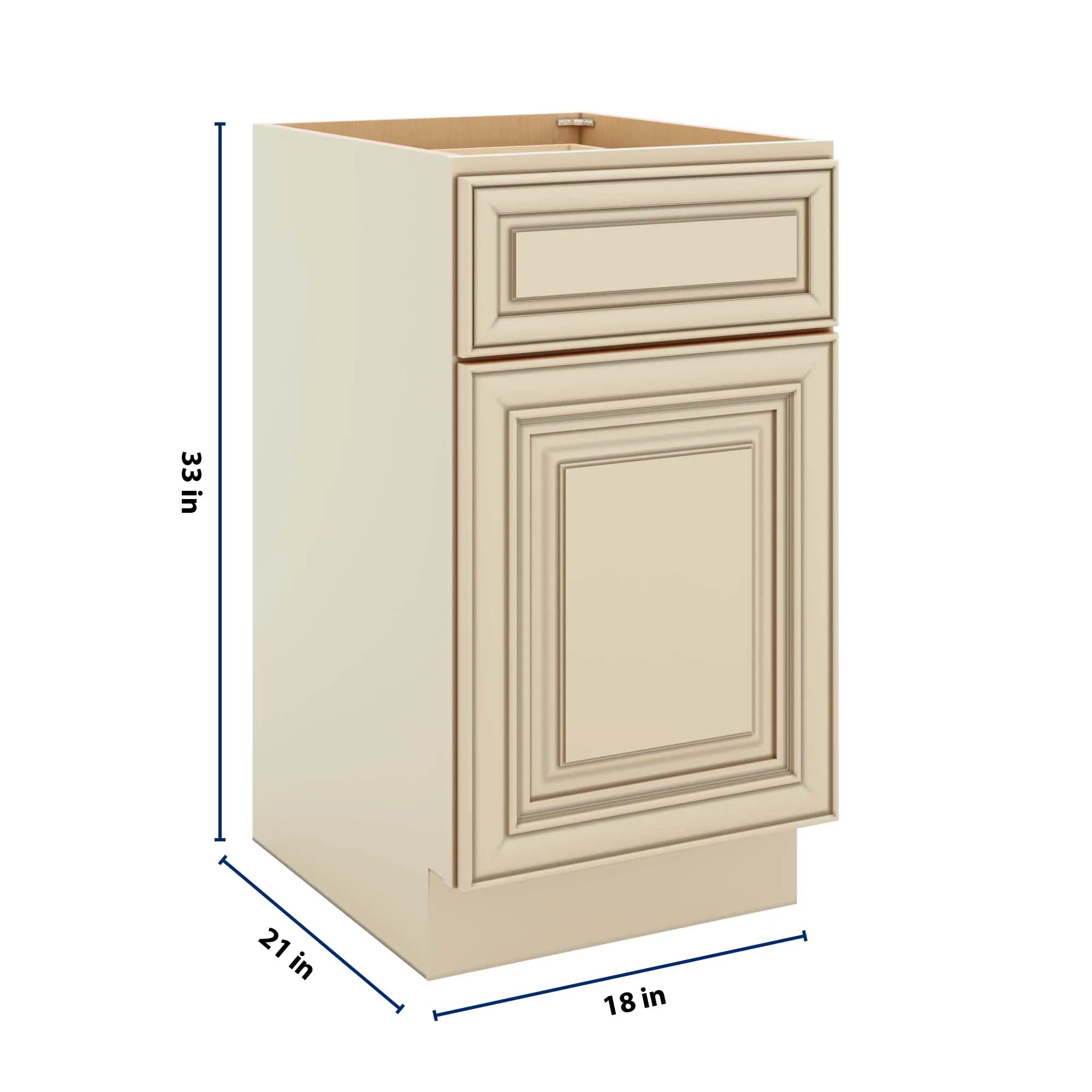 J&K Creme Glazed A7 Vanity Base Door/Drawer 18" W x 33" H x 21" D