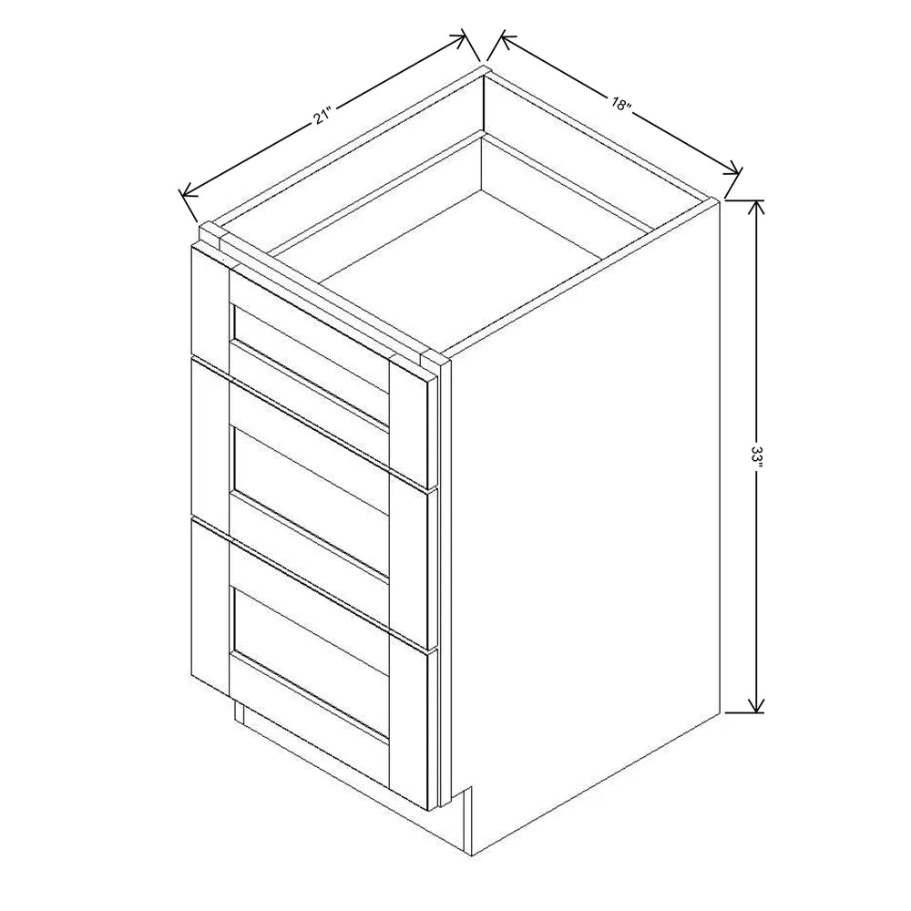 J&K Hazel H8 Vanity 3 Drawer Base 18" W x 33" H x 21" D