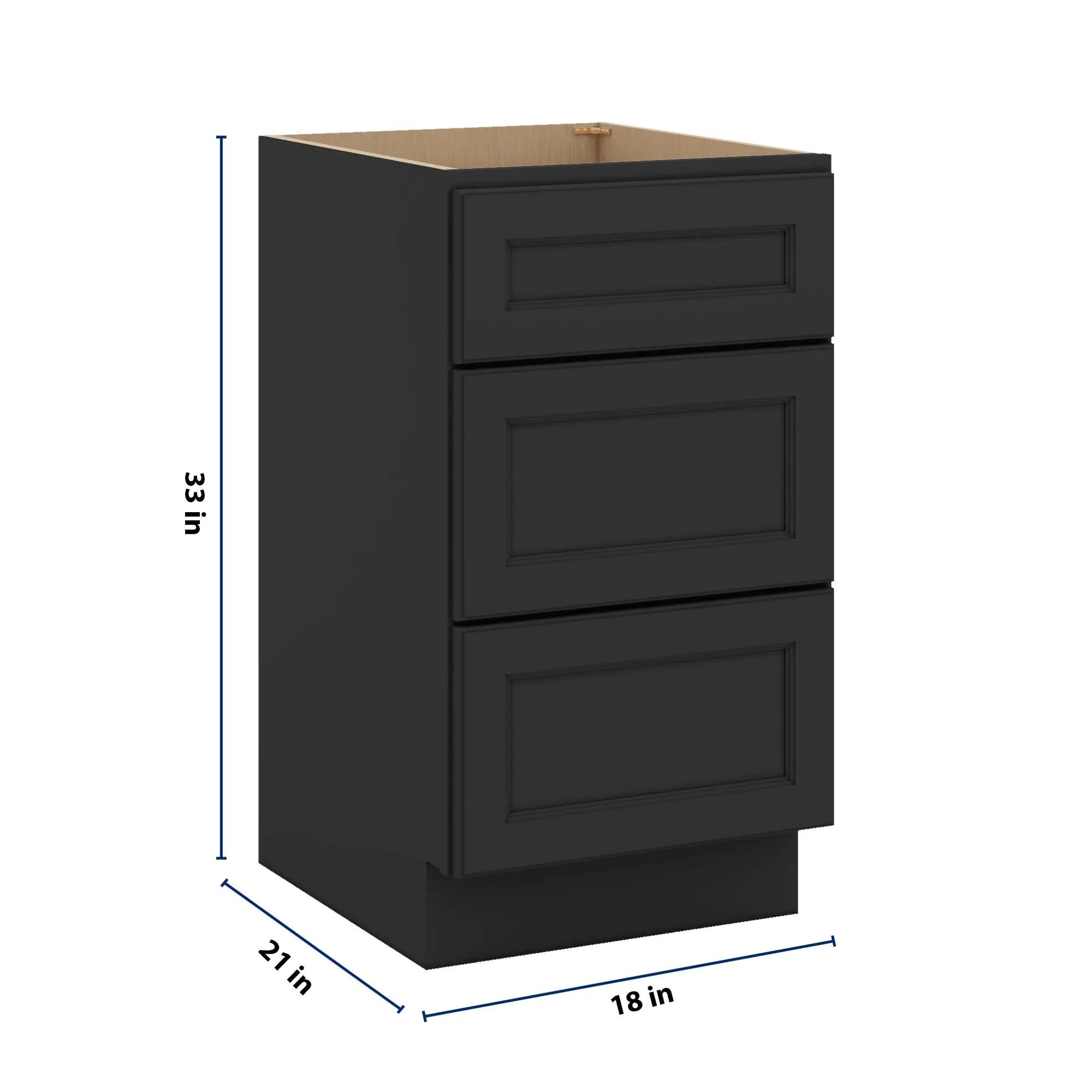 J&K Charcoal E2 Vanity 3 Drawer Base 18" W x 33" H x 21" D