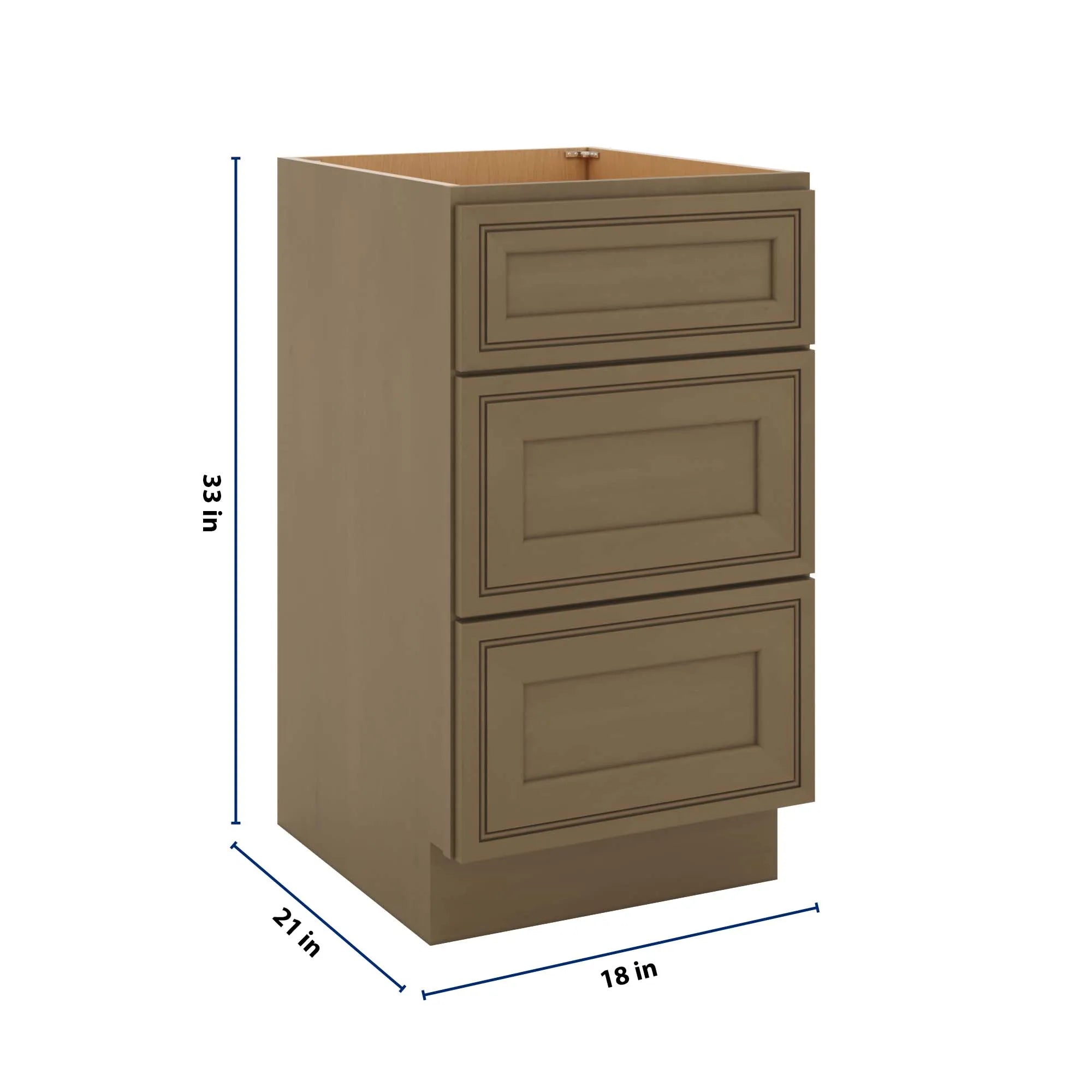 J&K Hazel H8 Vanity 3 Drawer Base 18" W x 33" H x 21" D