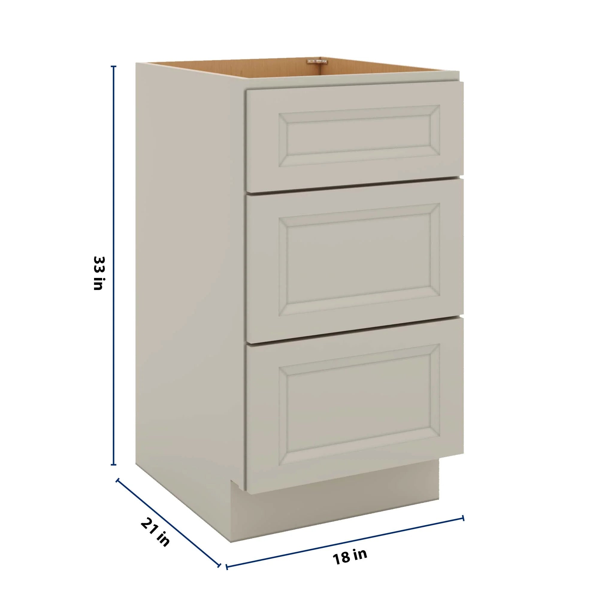 J&K Pebble B6 Vanity 3 Drawer Base 18" W x 33" H x 21" D