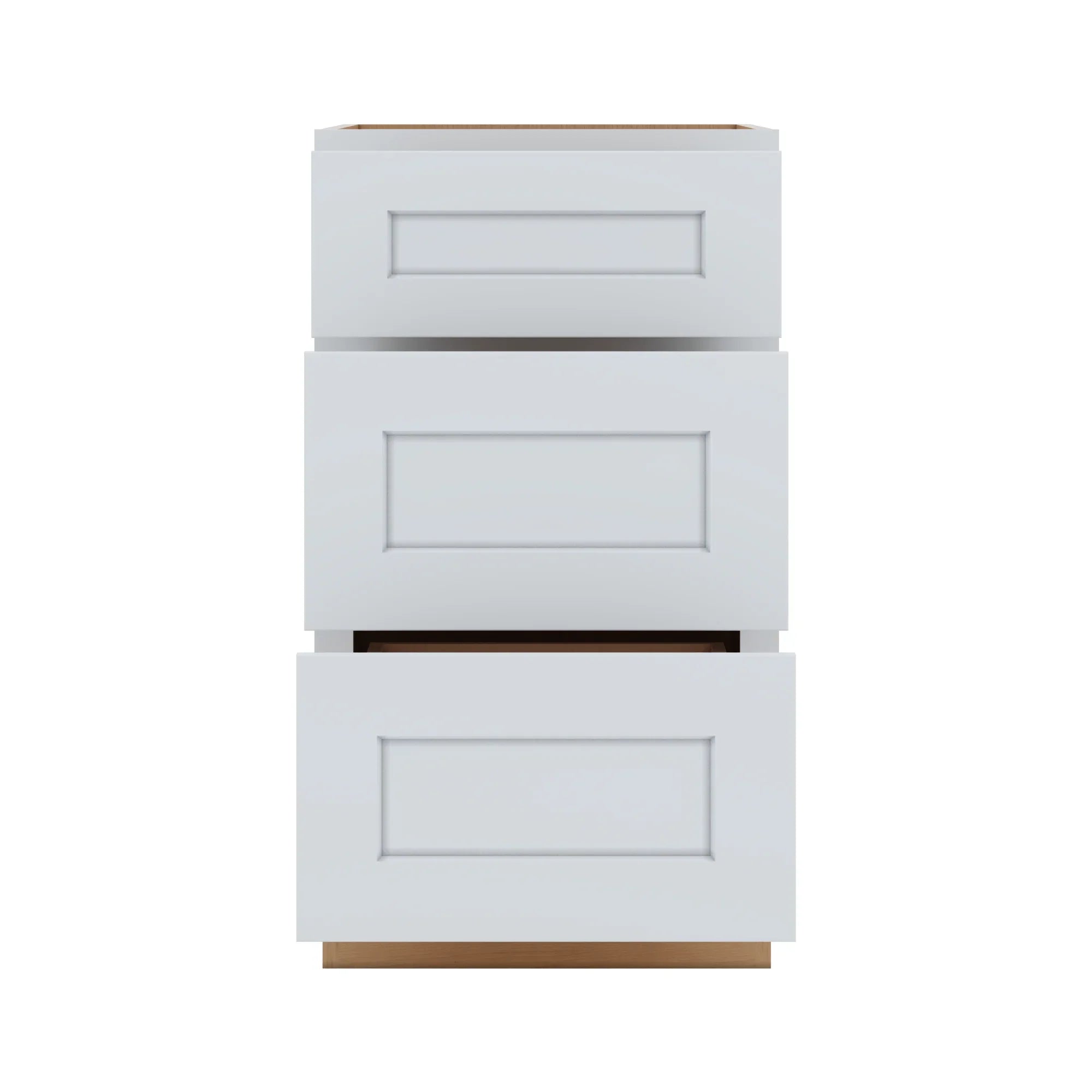 J&K White Shaker S8 Vanity 3 Drawer Base 18" W x 33" H x 21" D