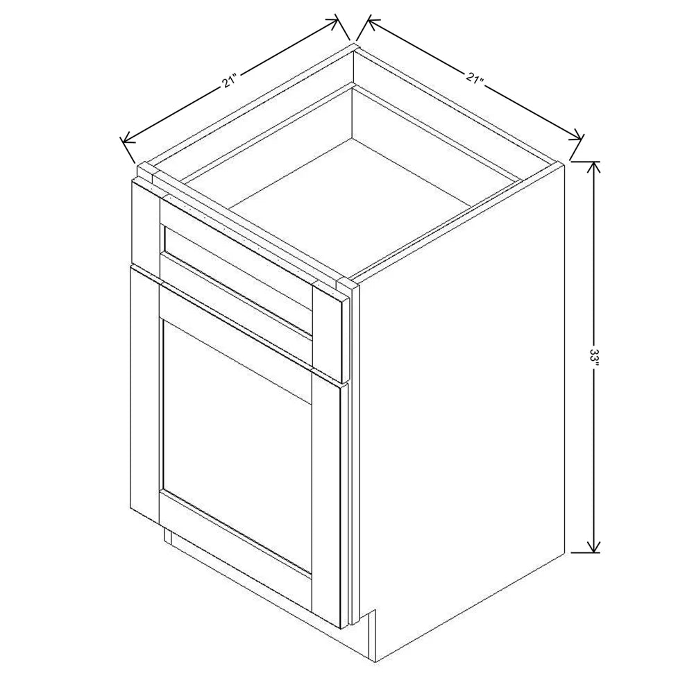 J&K White Shaker S8 Vanity Base Door/Drawer  21" W x 33" H x 21" D