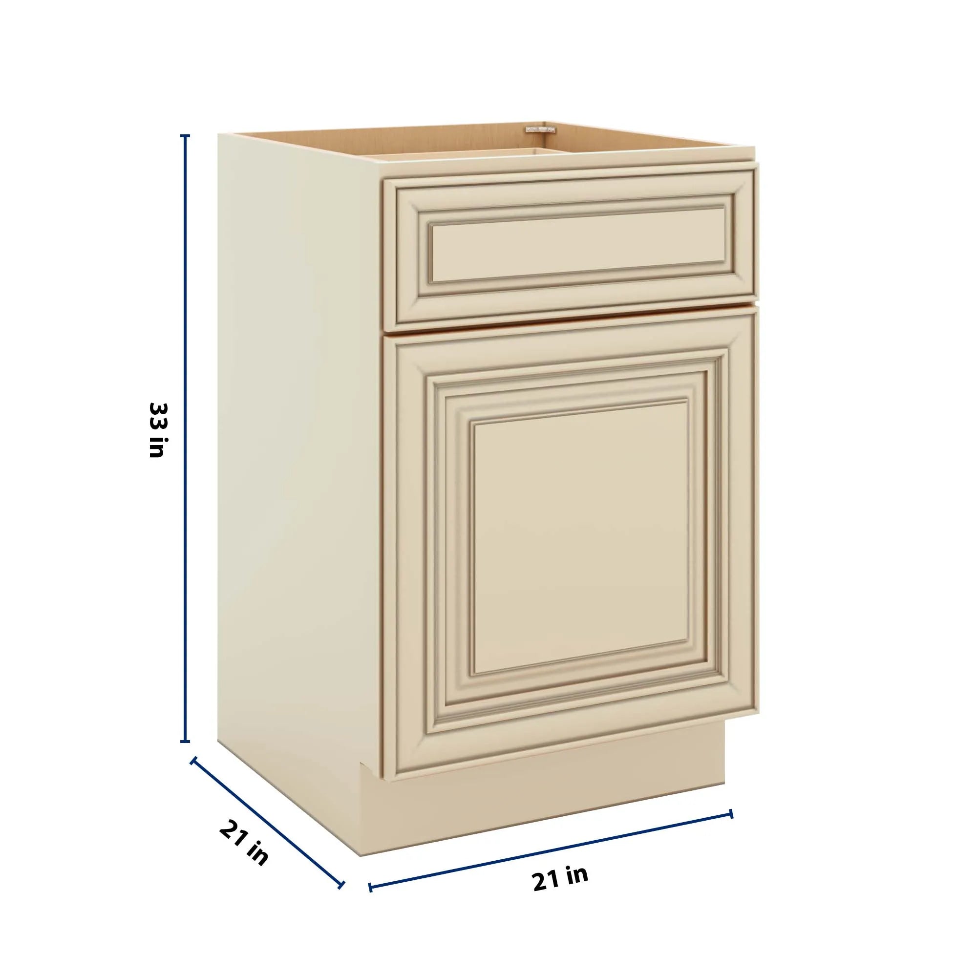 J&K Creme Glazed A7 Vanity Base Door/Drawer  21" W x 33" H x 21" D