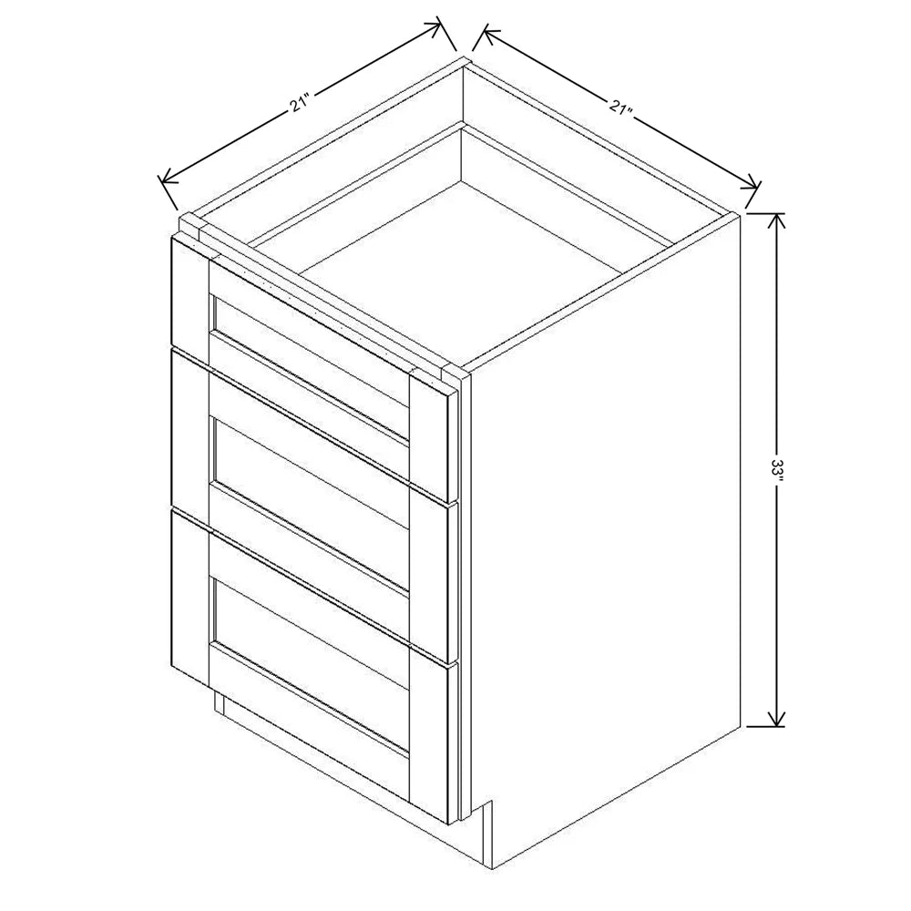 J&K Hazel H8 Vanity 3 Drawer Base 21" W x 33" H x 21" D