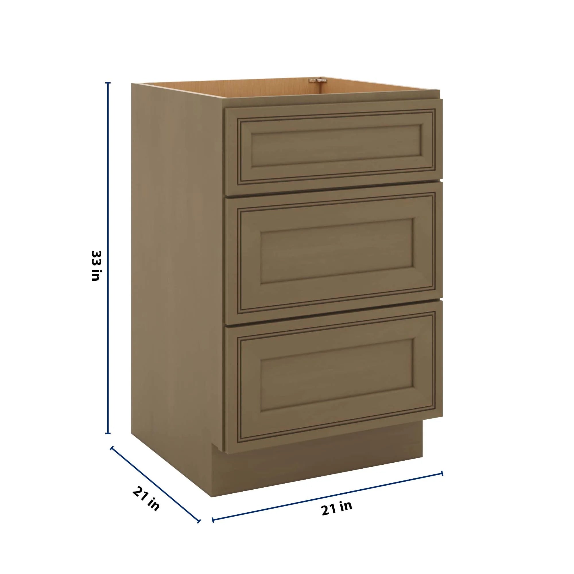 J&K Hazel H8 Vanity 3 Drawer Base 21" W x 33" H x 21" D