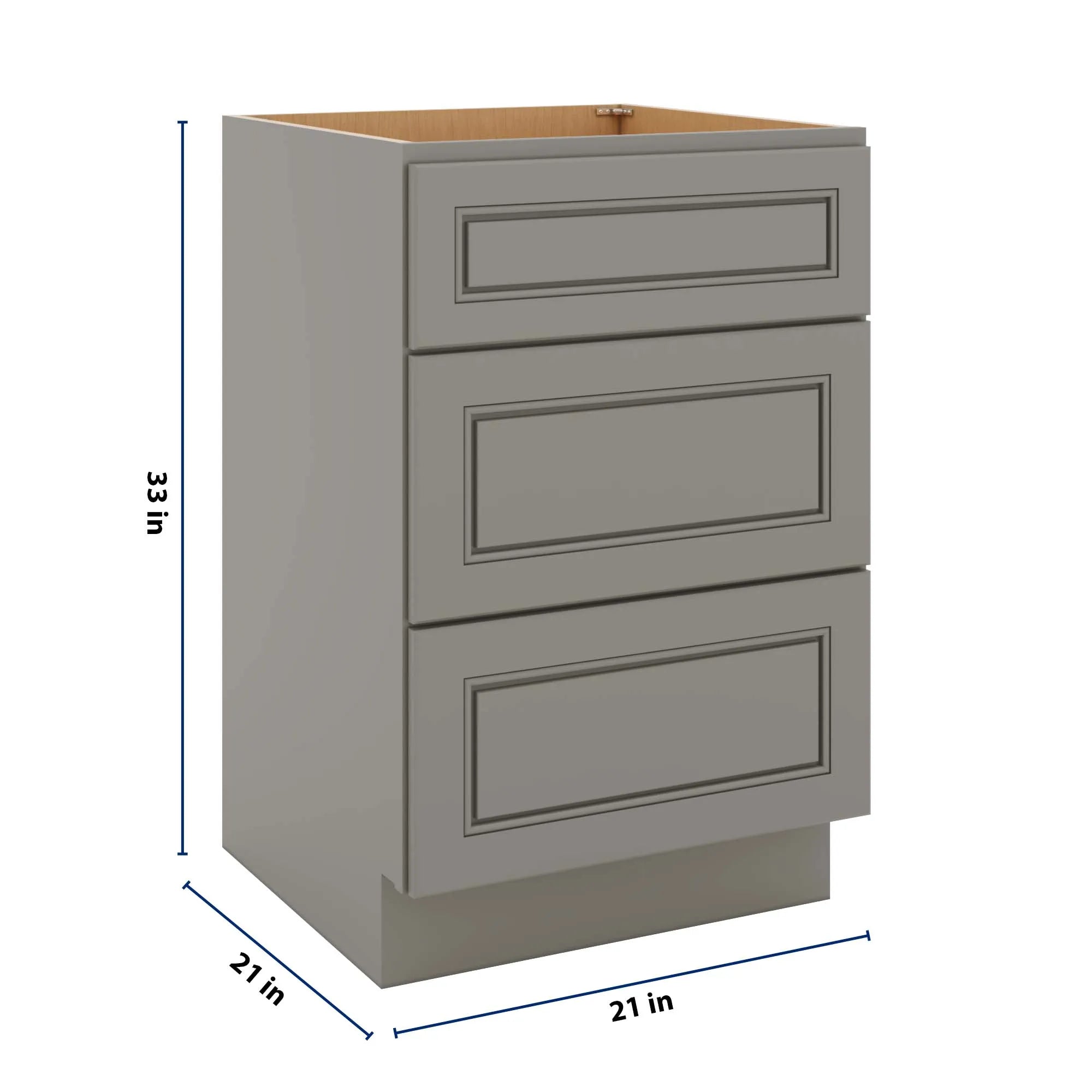 J&K Greige K3 Vanity 3 Drawer Base 21" W x 33" H x 21" D