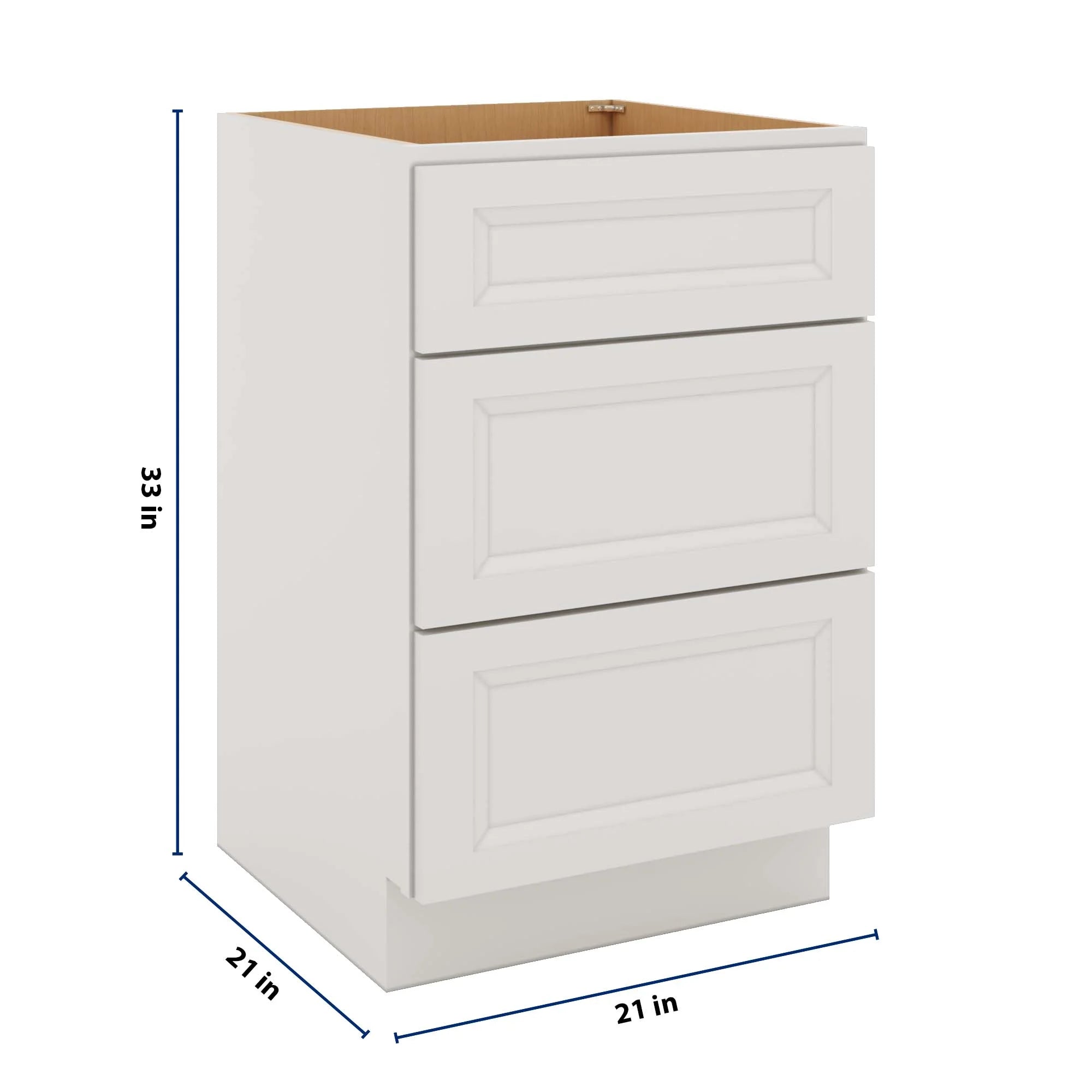 J&K Pure B5 Vanity 3 Drawer Base 21" W x 33" H x 21" D